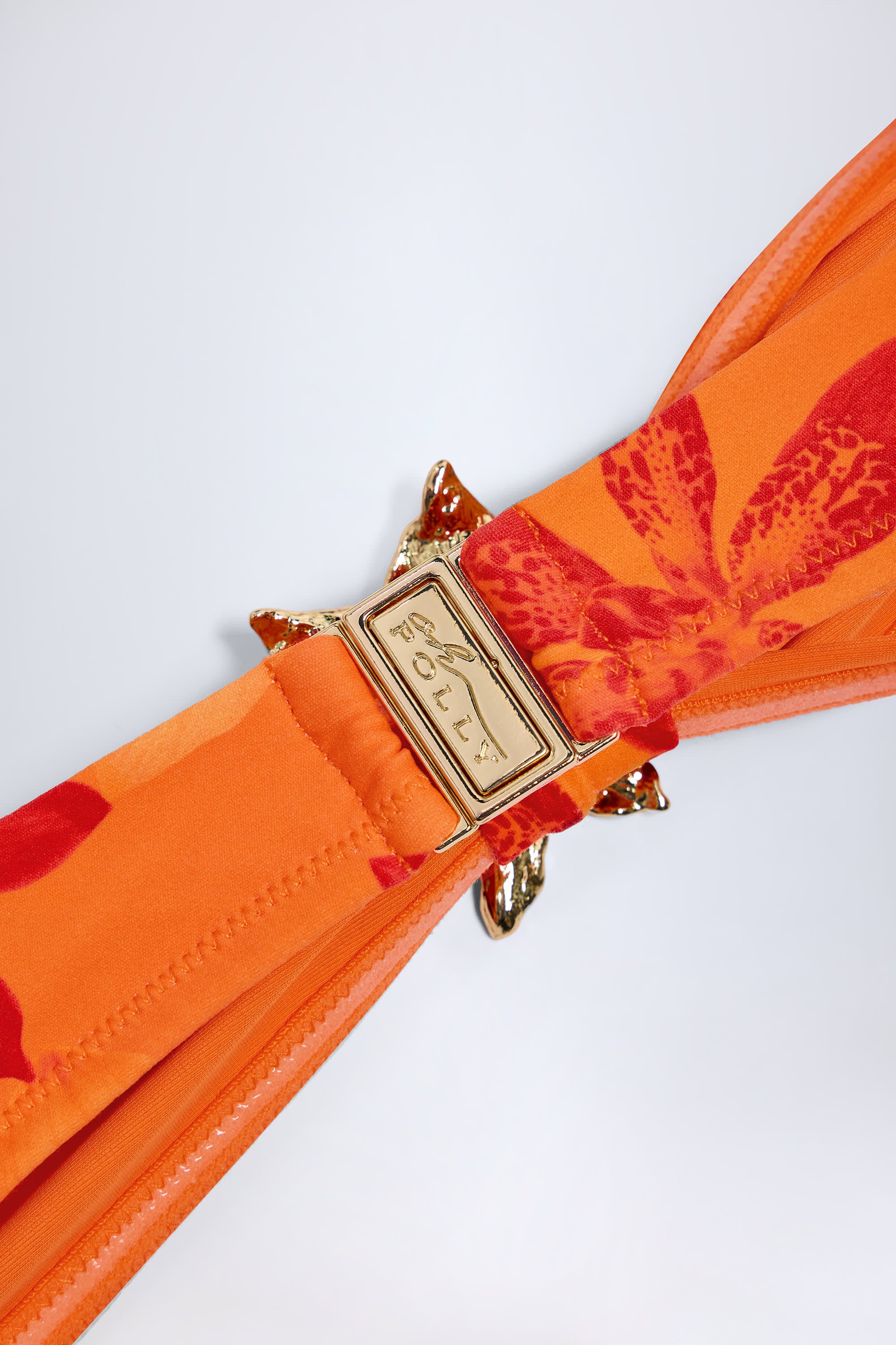 Baracoa Hardware-Detail Halterneck Bikini Top in Orange Orchid Print - Image 5