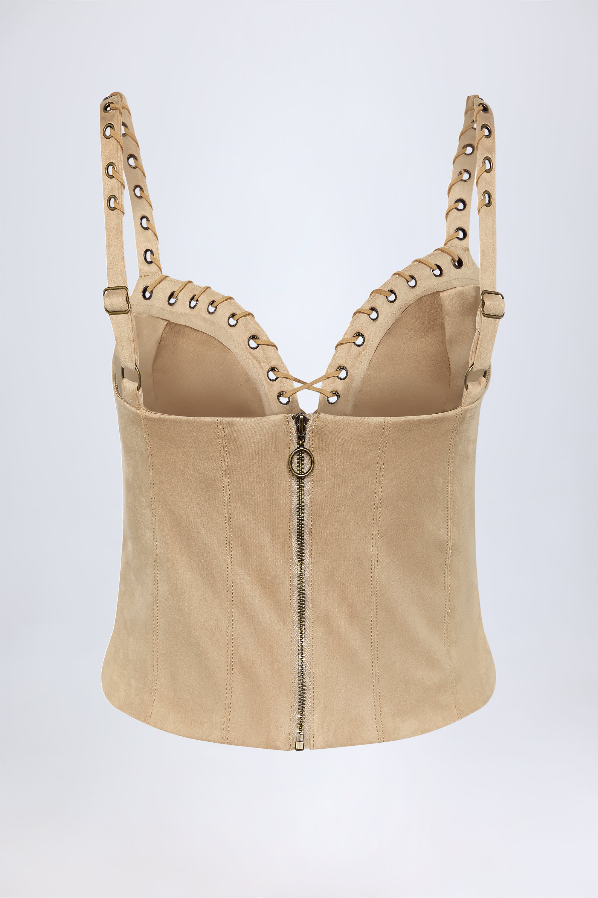 Bela Lace-Up Top in Tan - Image 3