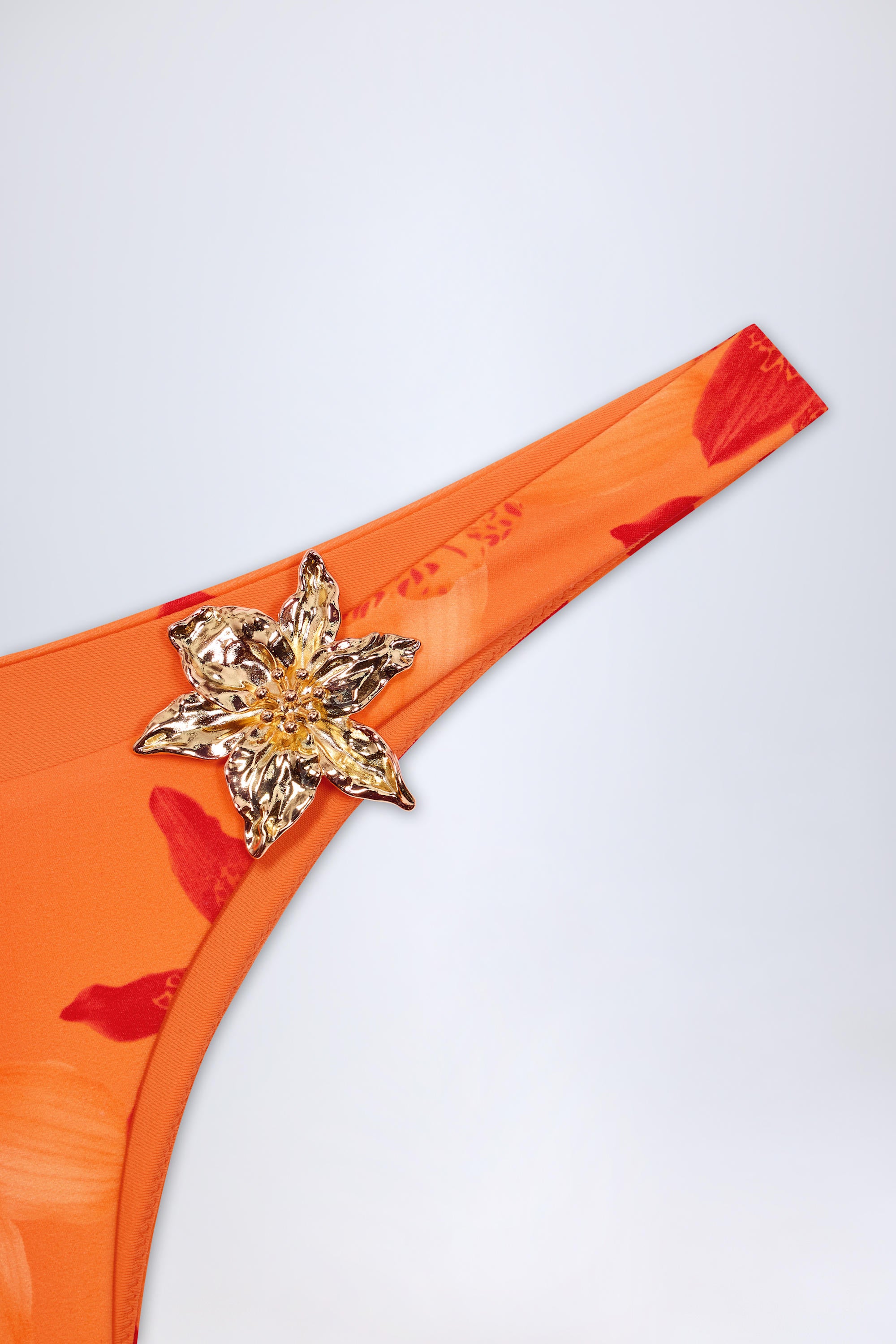 Beqa Hardware-Detail Cheeky Bikini Bottoms in Orange Orchid Print - Image 6