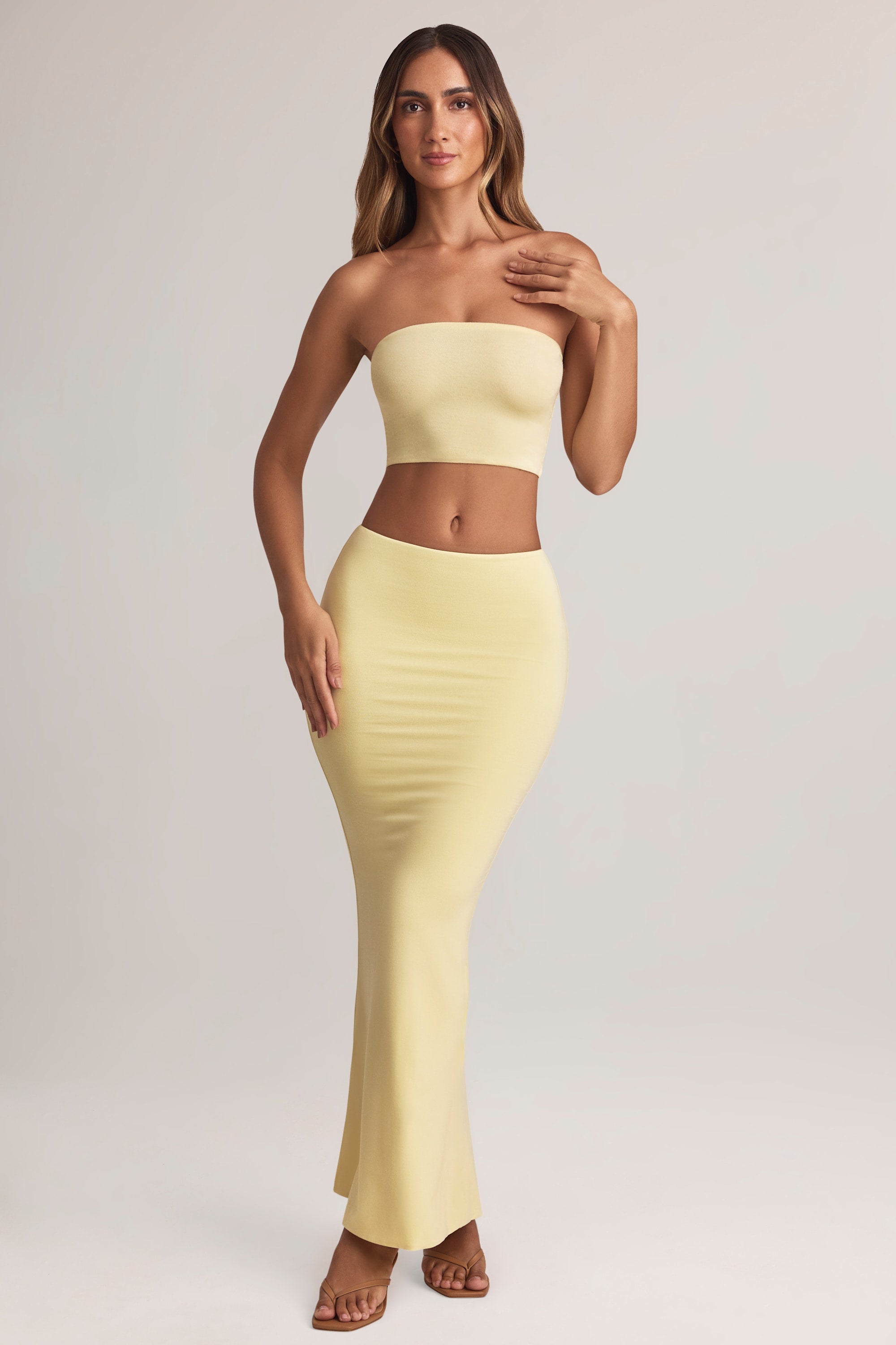 Blake Modal Mid-Rise Maxi Skirt in Lemon Sherbet
