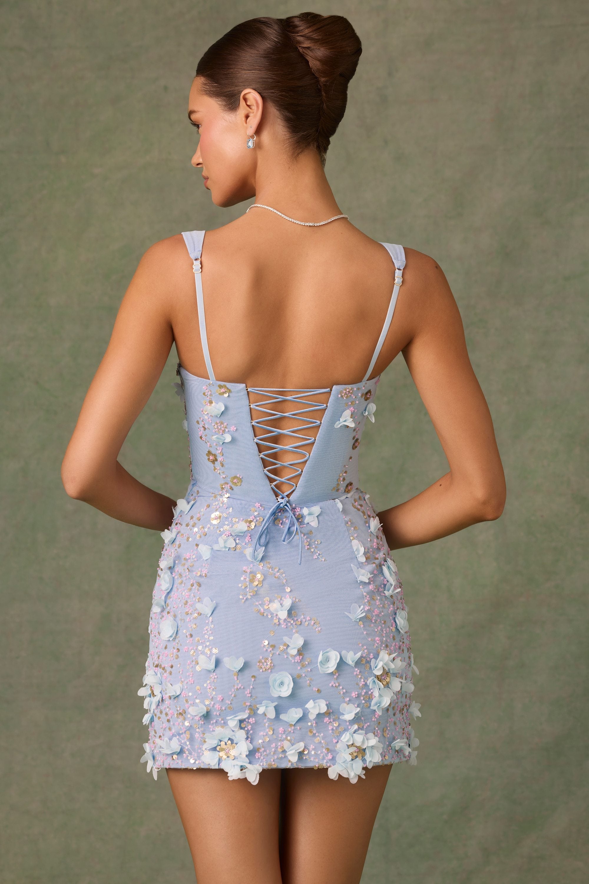 Briar Embellished Corset Mini Dress in Sky Blue - Image 2