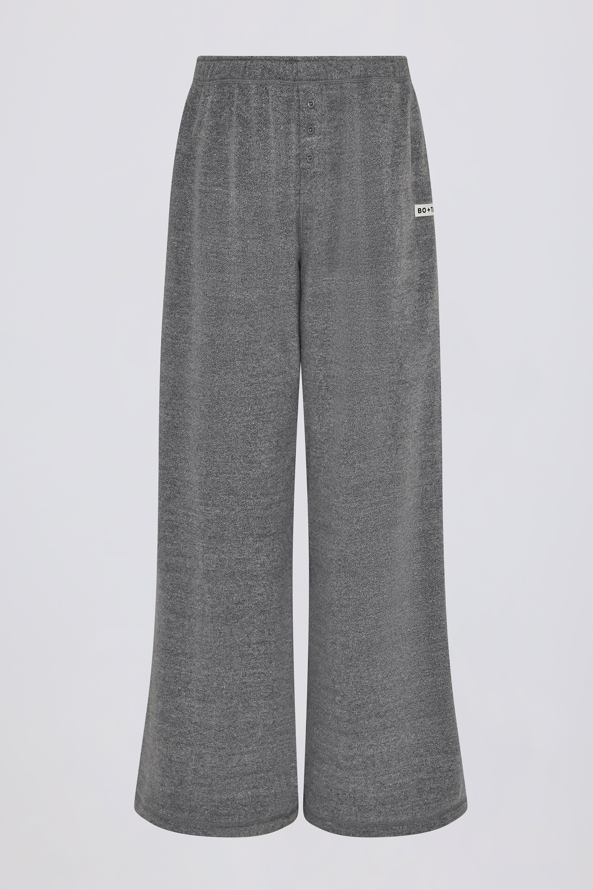 Button-Detail Low-Rise Wide-Leg Joggers in Dark Grey - Image 4