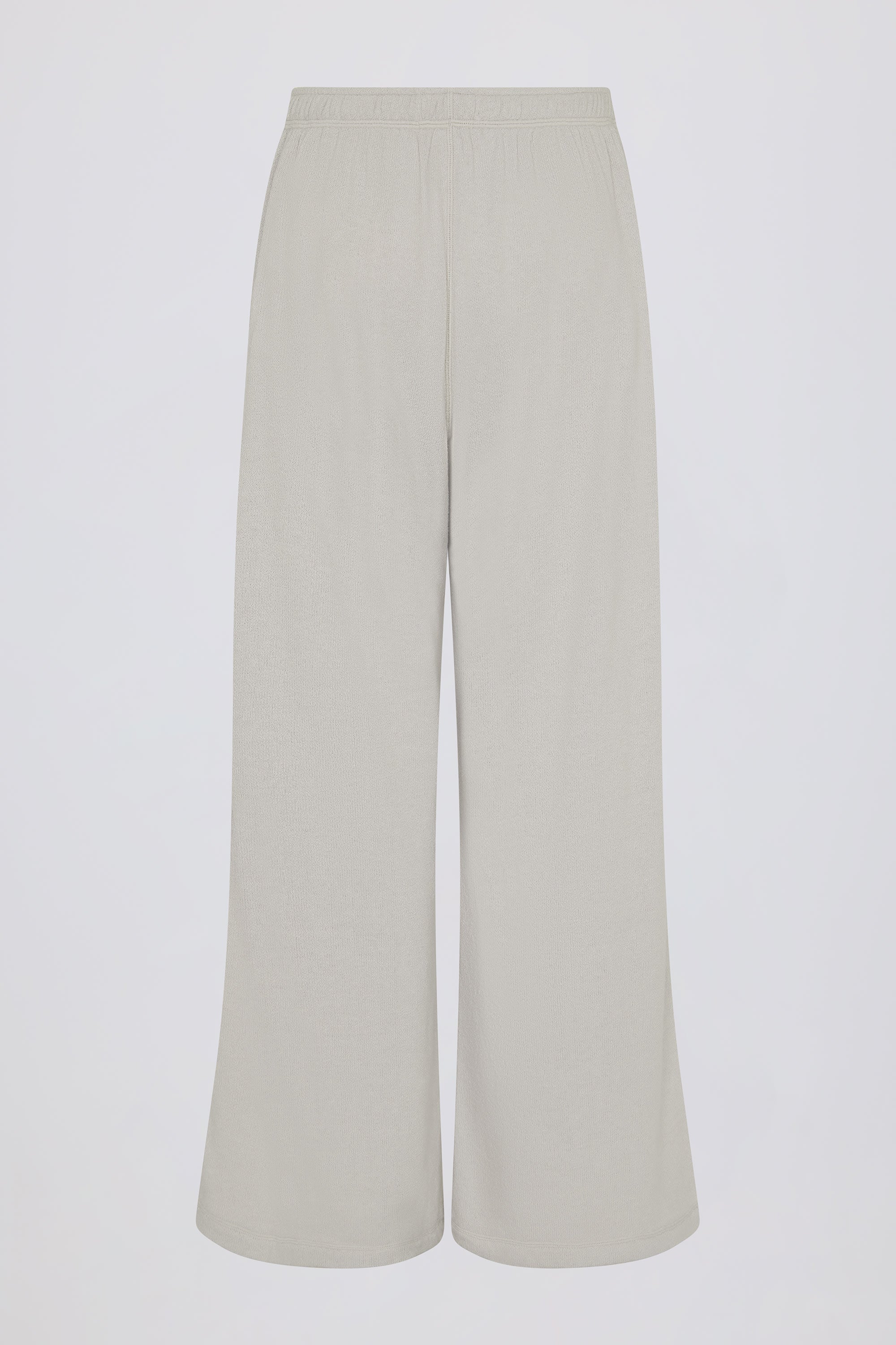 Button-Detail Low-Rise Wide-Leg Joggers in Light Grey - Image 5