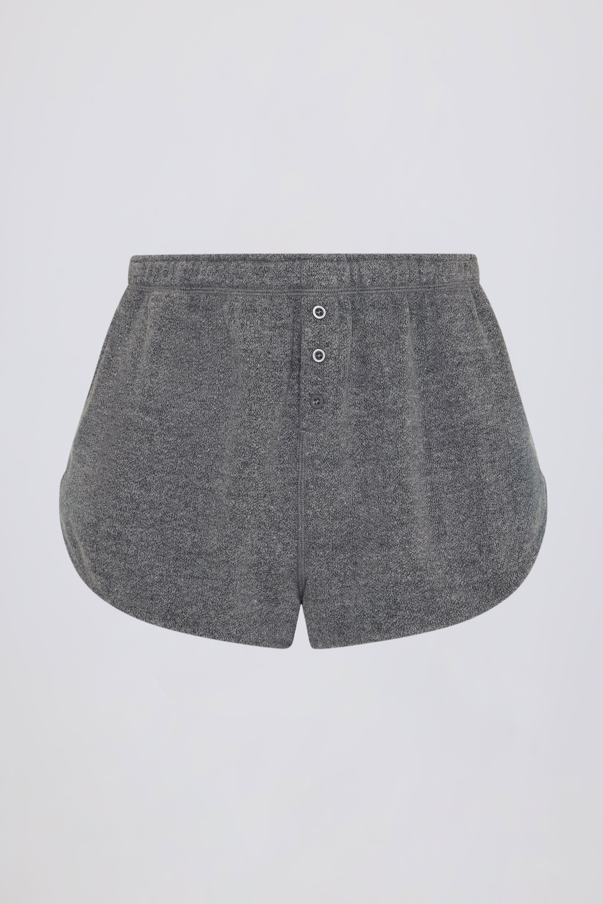 Button-Detail Mid-Rise Shorts in Dark Grey - Image 4