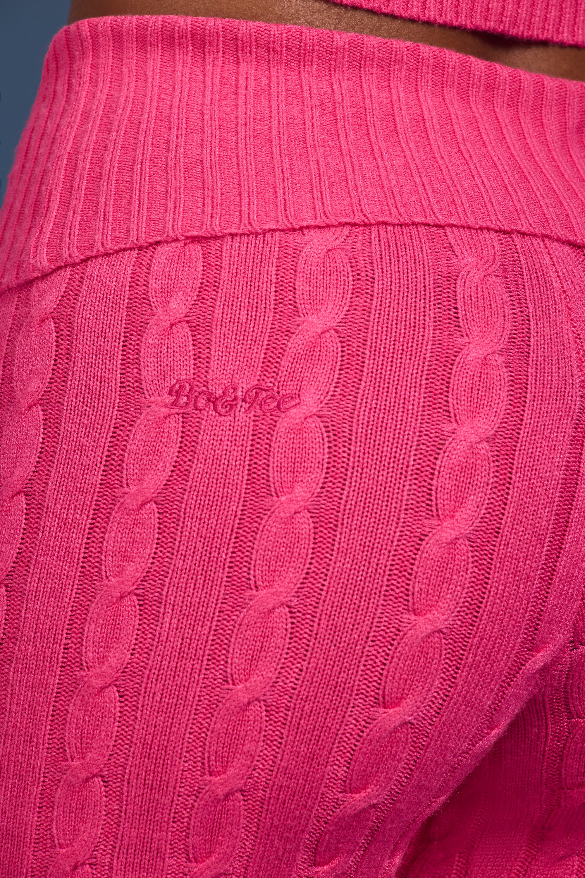 Cable-Knit Flared Trousers in Hot Pink - Image 4