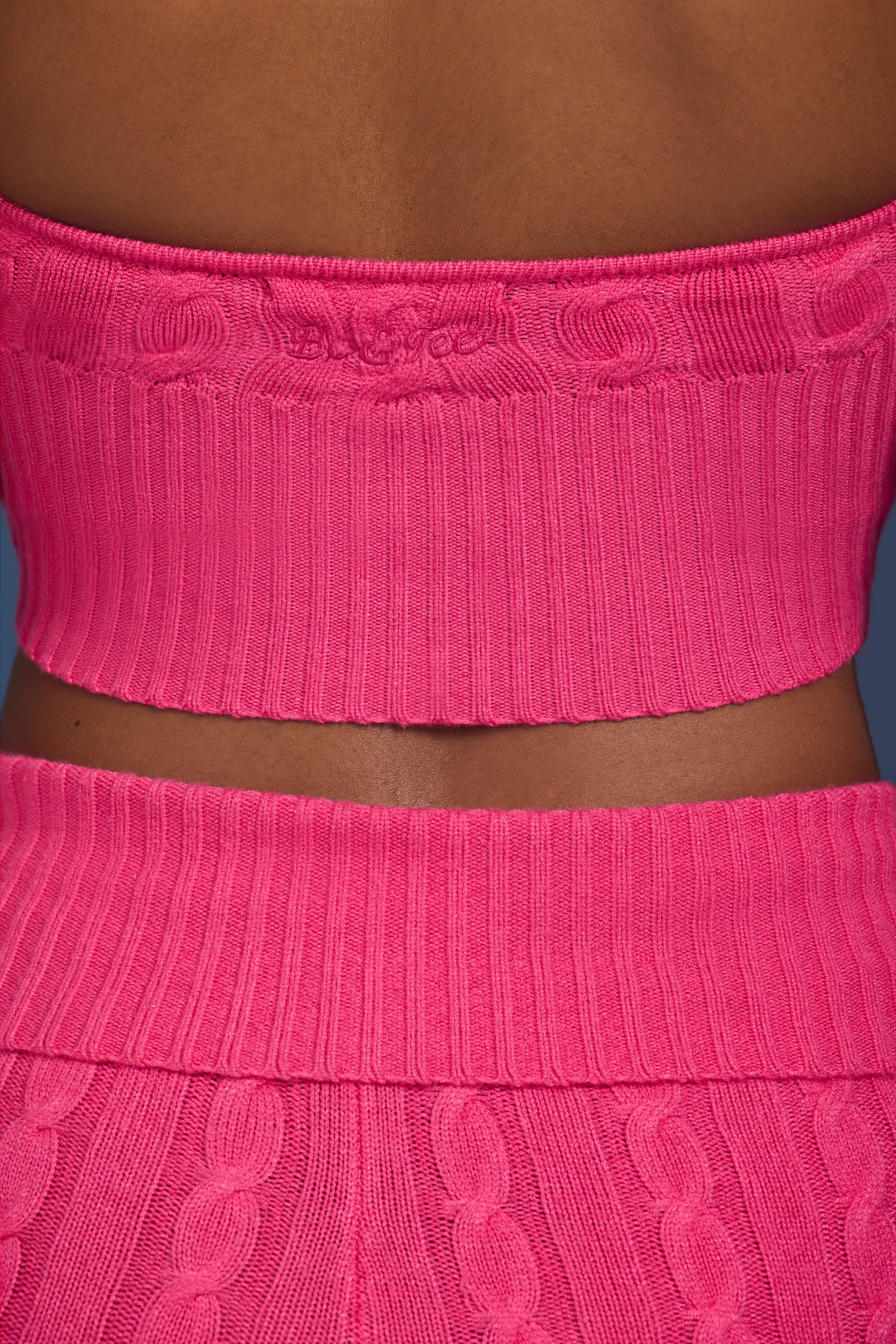 Cable-Knit Halterneck Crop Top in Hot Pink - Image 5