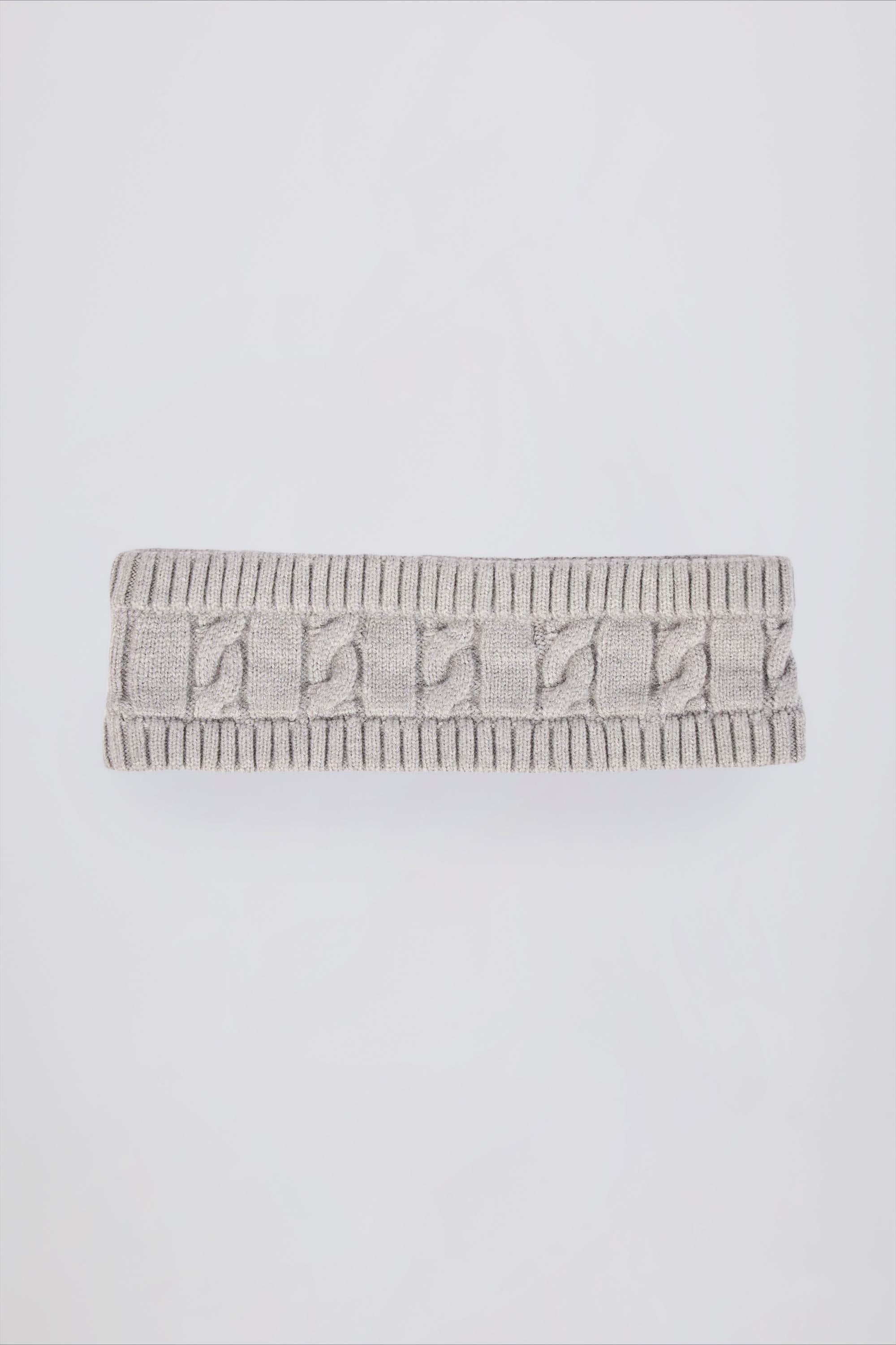 Cable-Knit Headband in Grey Marl - Image 2