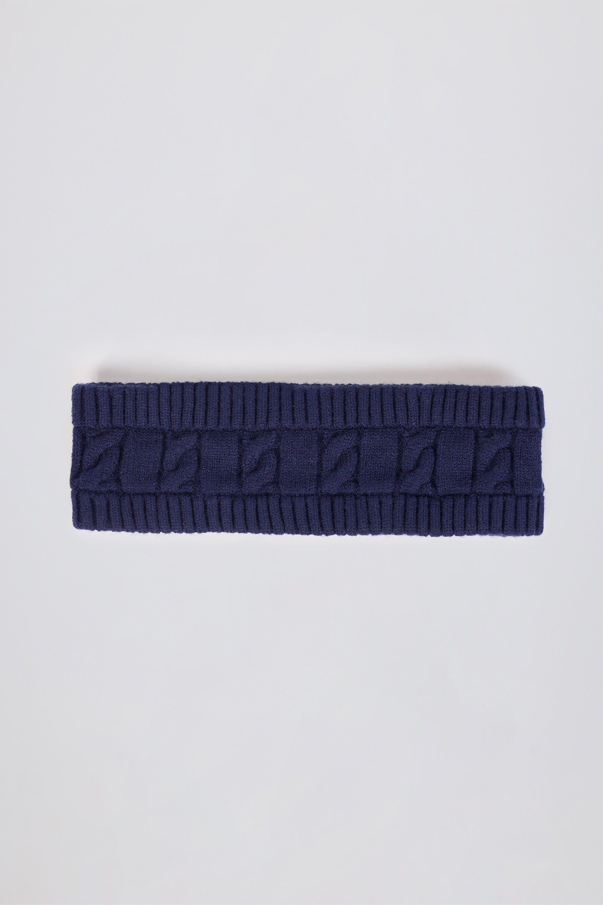 Cable-Knit Headband in Navy - Image 2