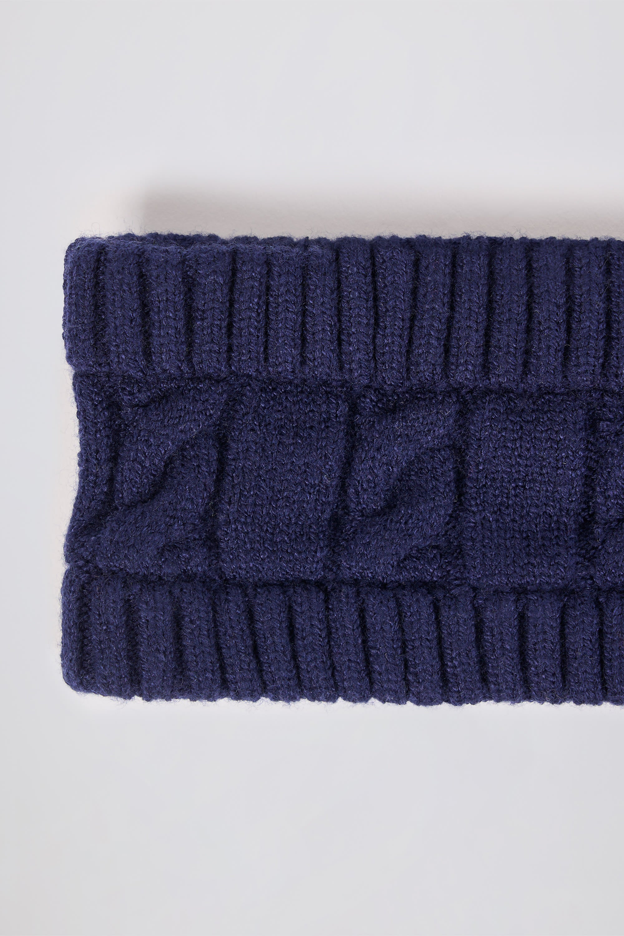 Cable-Knit Headband in Navy - Image 3