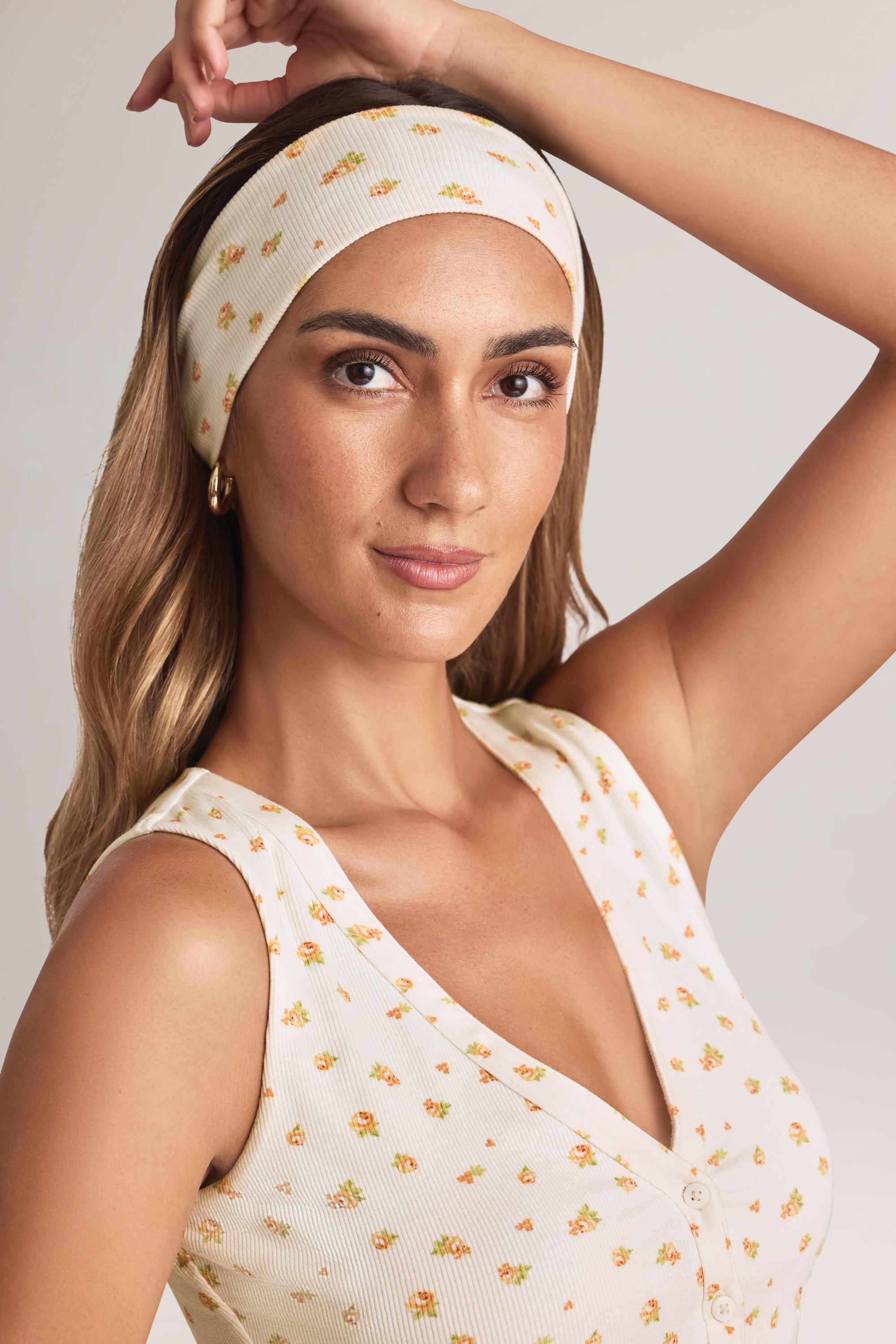 Candy Modal Ribbed Headband in Floral Print