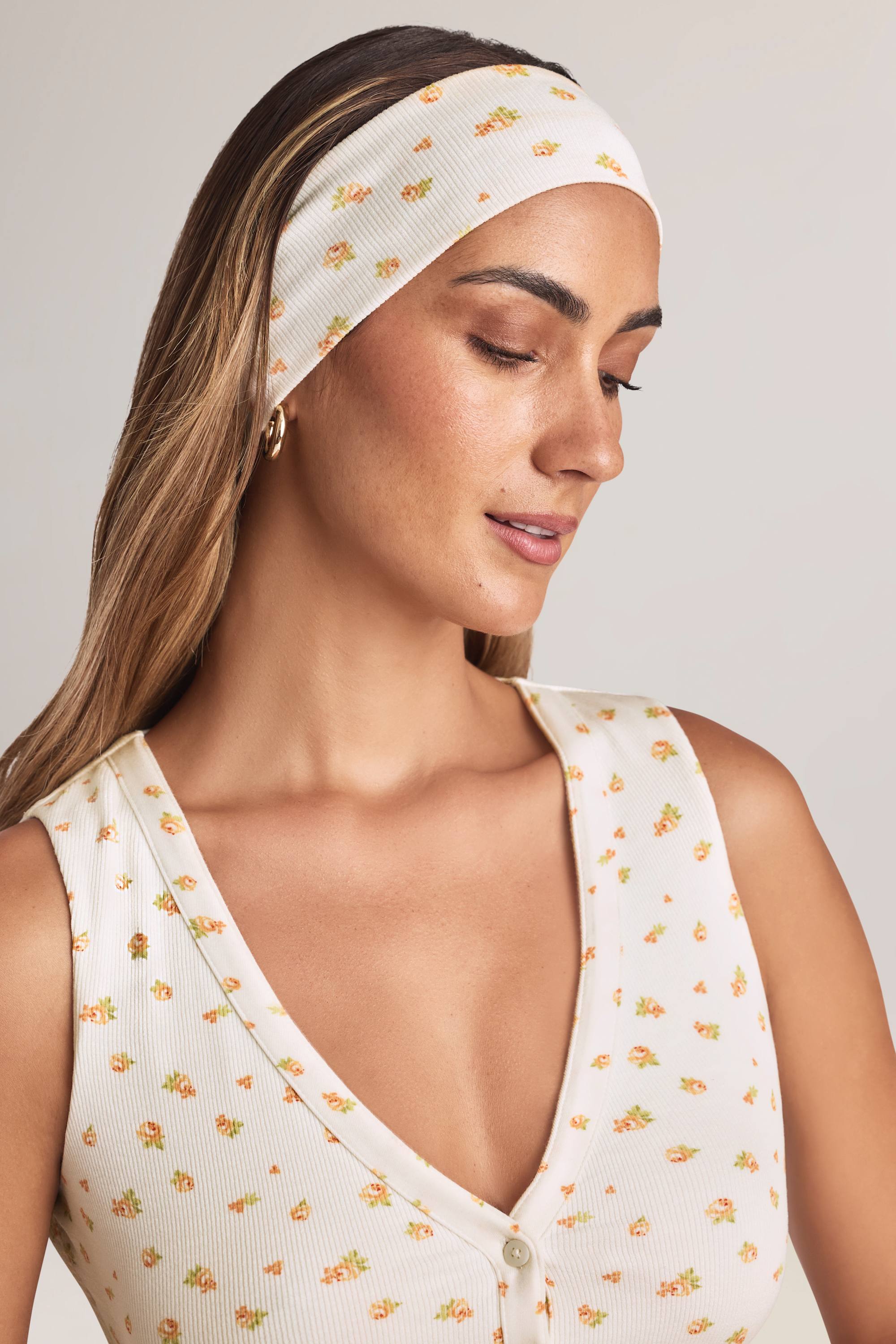 Candy Modal Ribbed Headband in Floral Print - Image 2