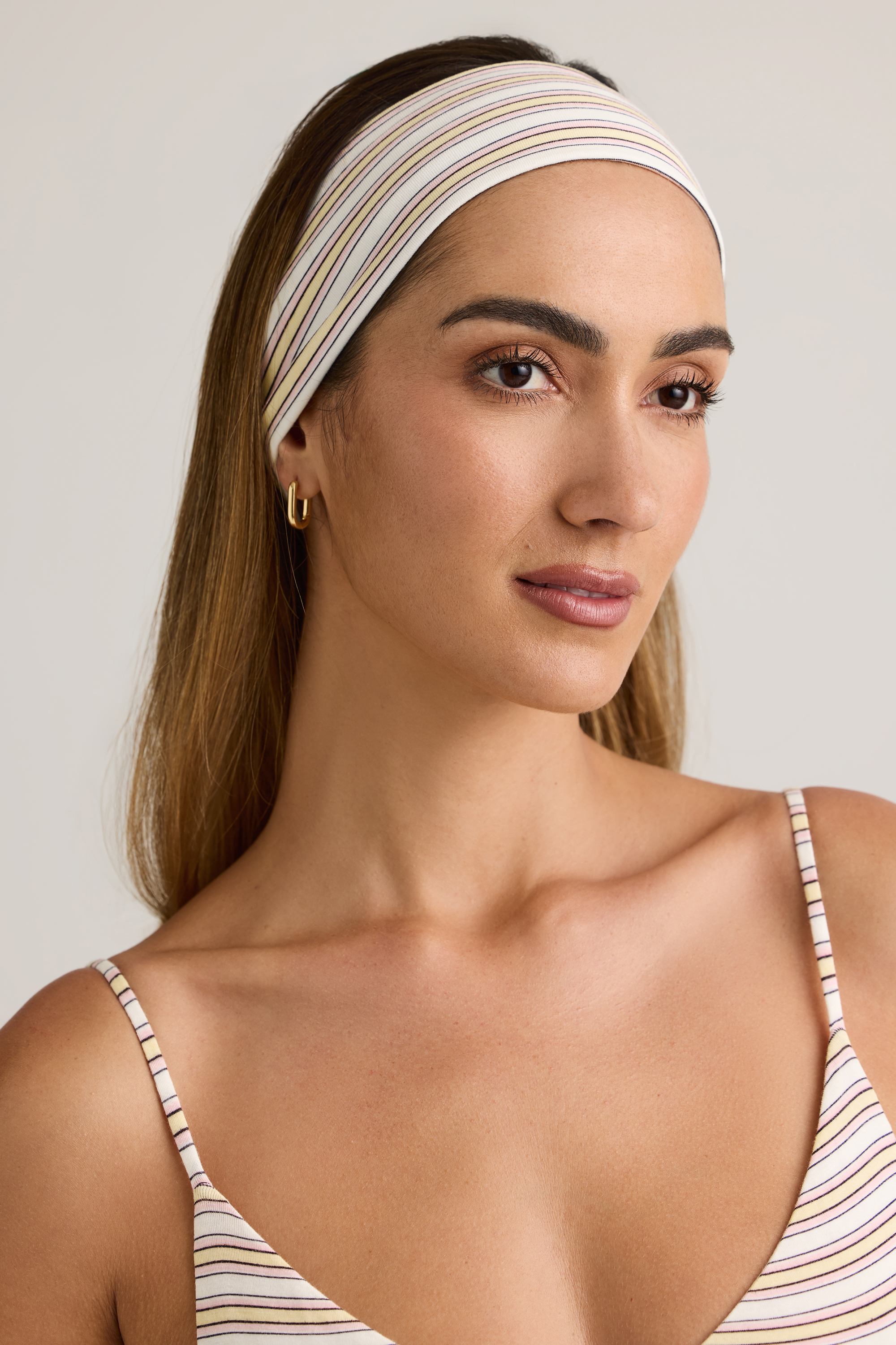 Candy Modal Ribbed Headband in Pink & Yellow Stripe - Image 3