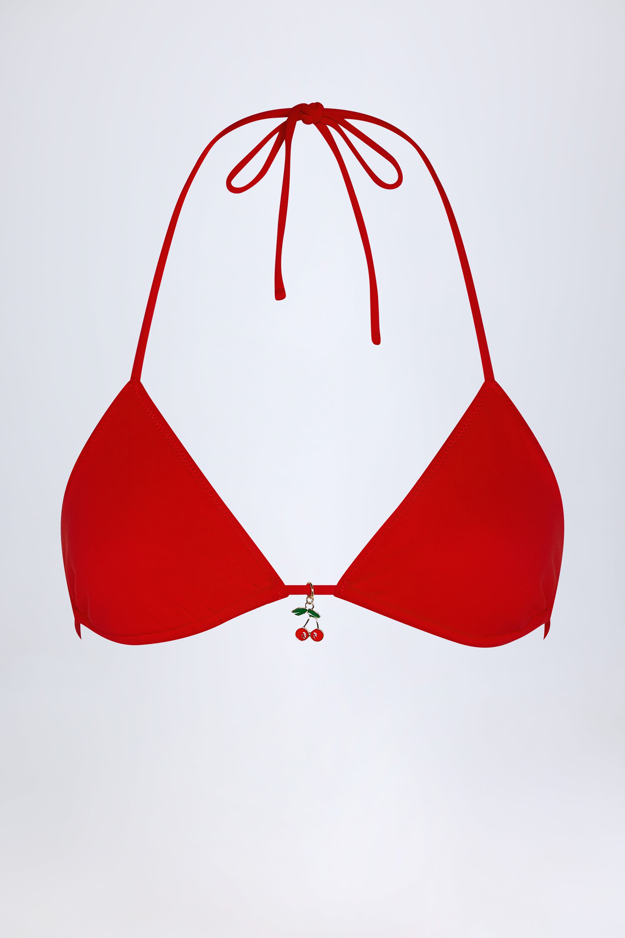 Recife Charm-Detail Triangle Bikini Top in Fiery Red - Image 3
