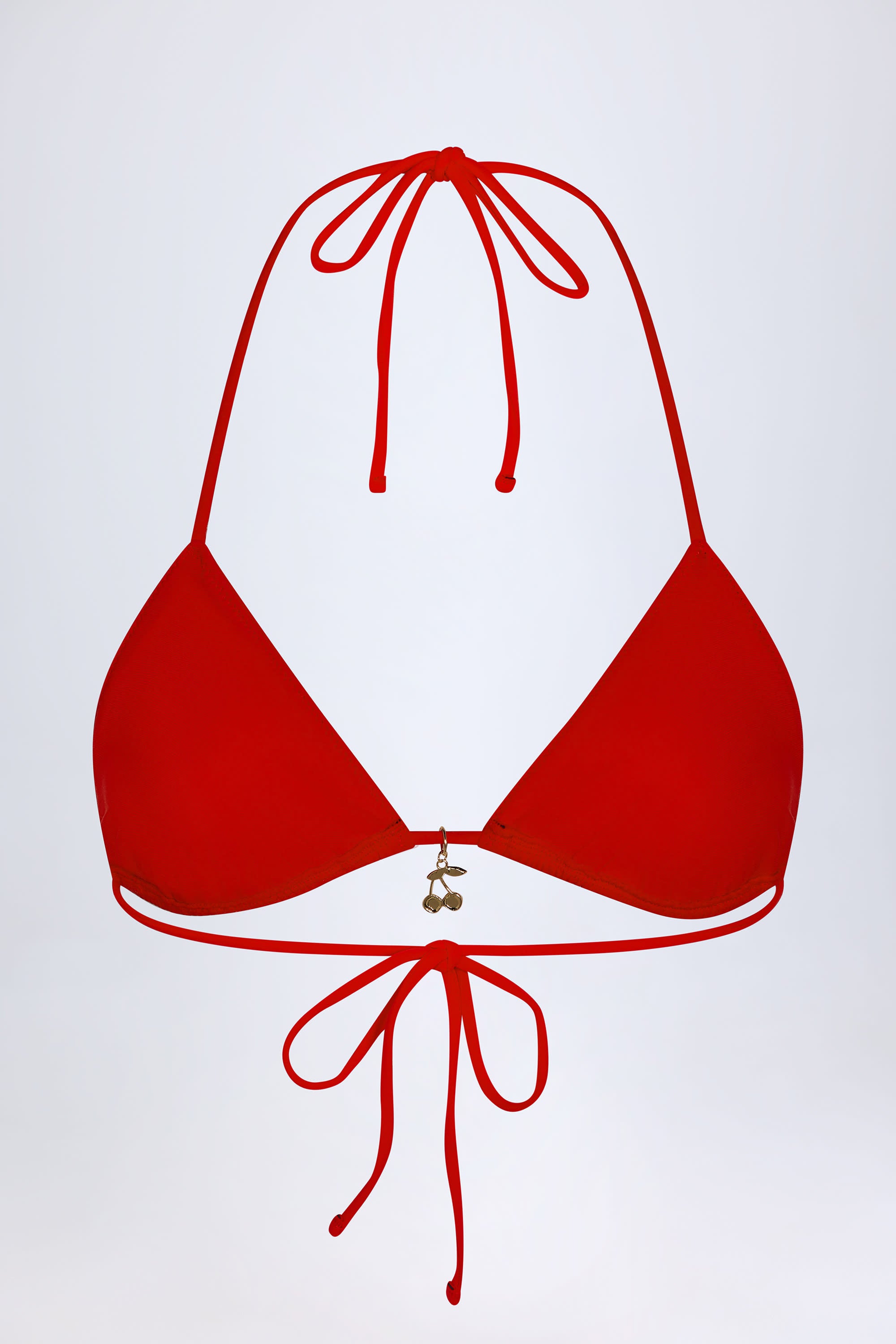 Recife Charm-Detail Triangle Bikini Top in Fiery Red - Image 4