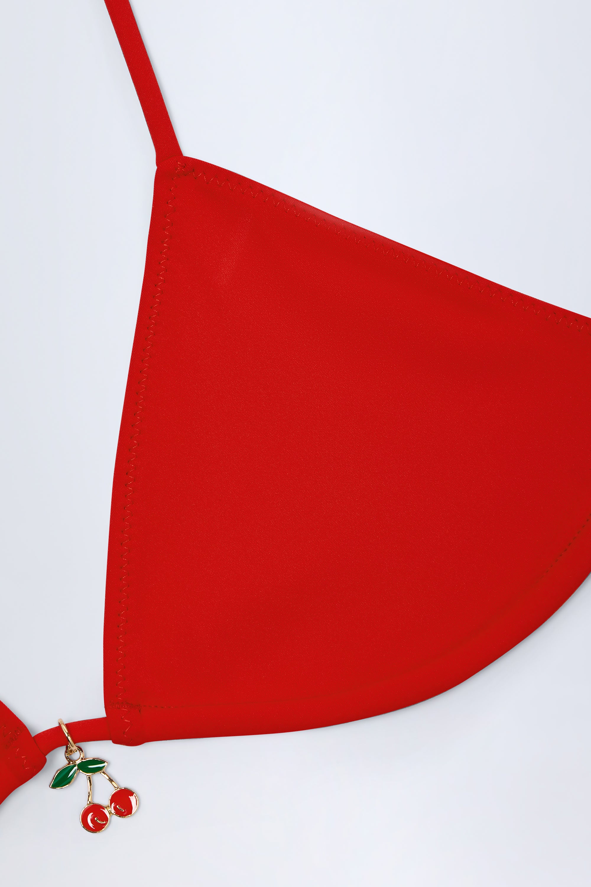 Recife Charm-Detail Triangle Bikini Top in Fiery Red - Image 5
