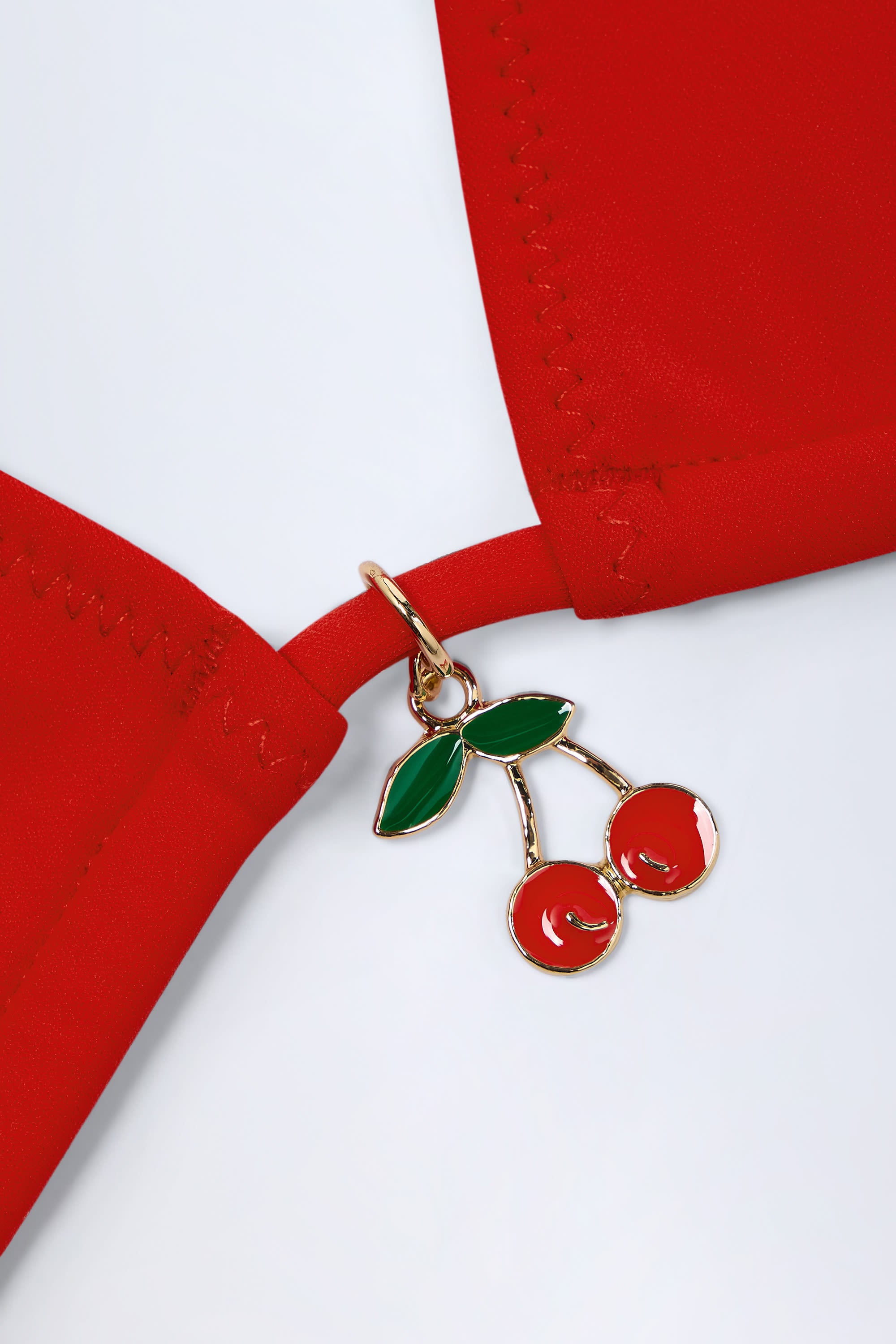 Recife Charm-Detail Triangle Bikini Top in Fiery Red - Image 6