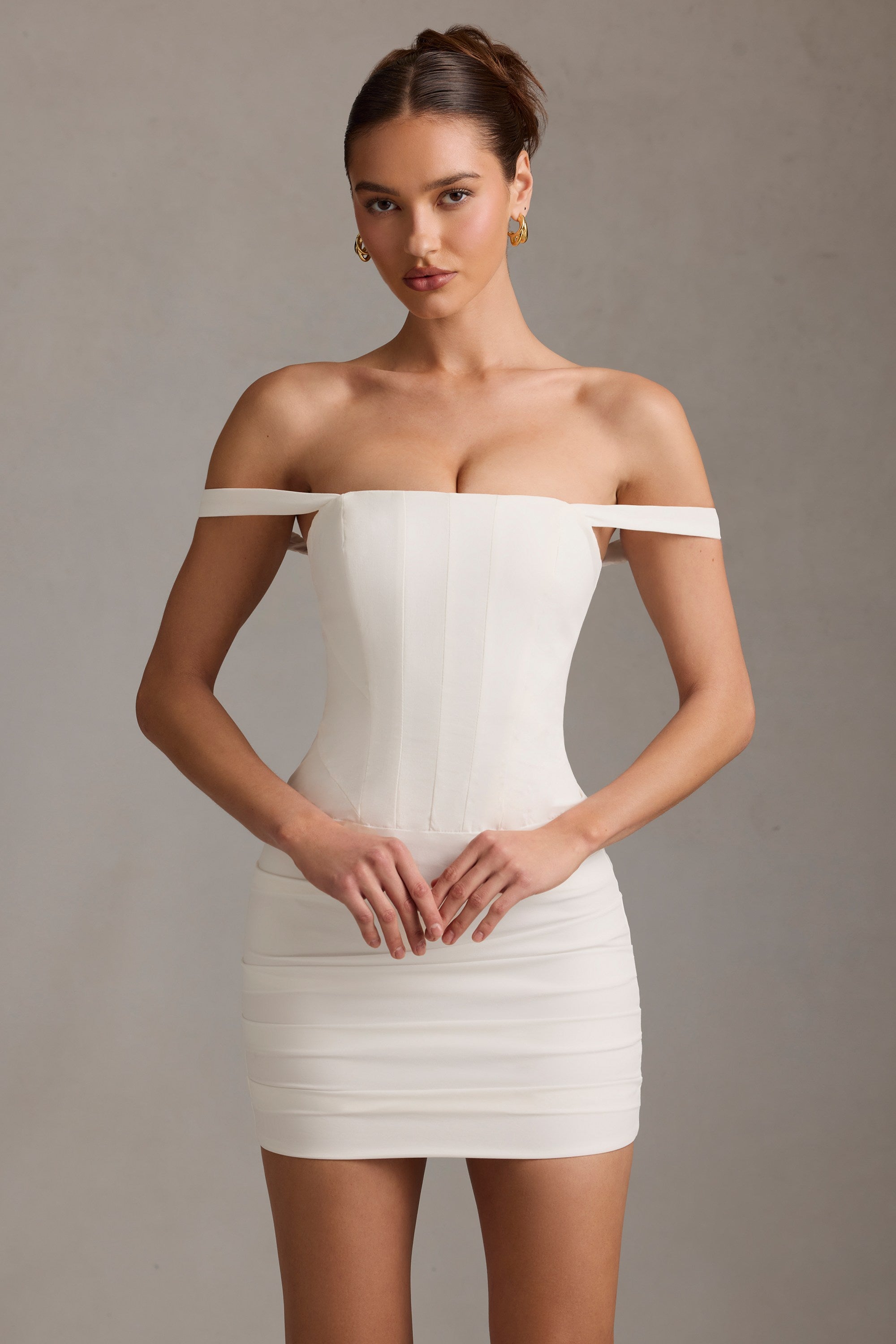 Cheyenne Off-Shoulder Corset Mini Dress in White - Image 5