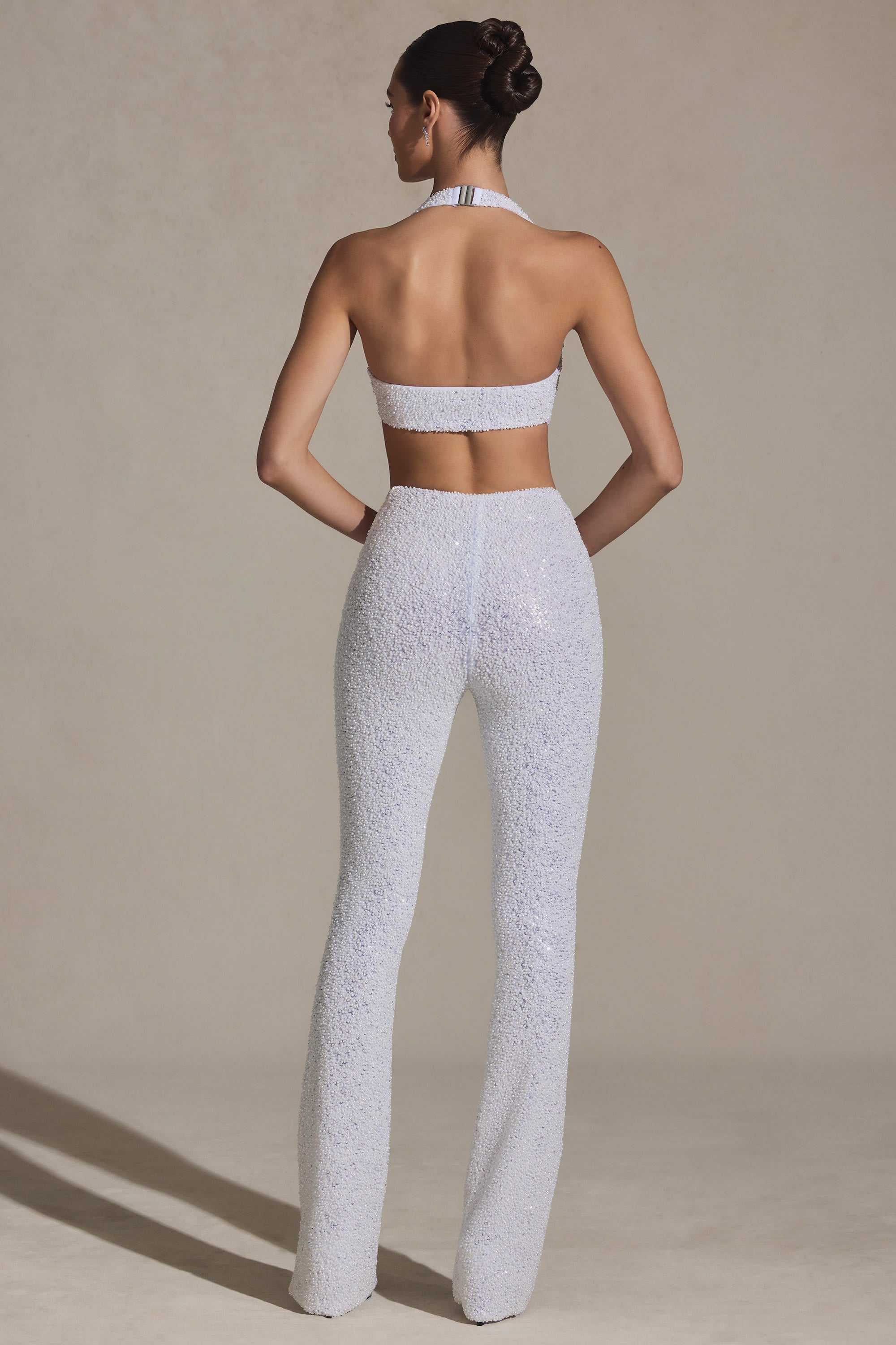 Coralena Embellished Cut-Out Jumpsuit in White - Image 6
