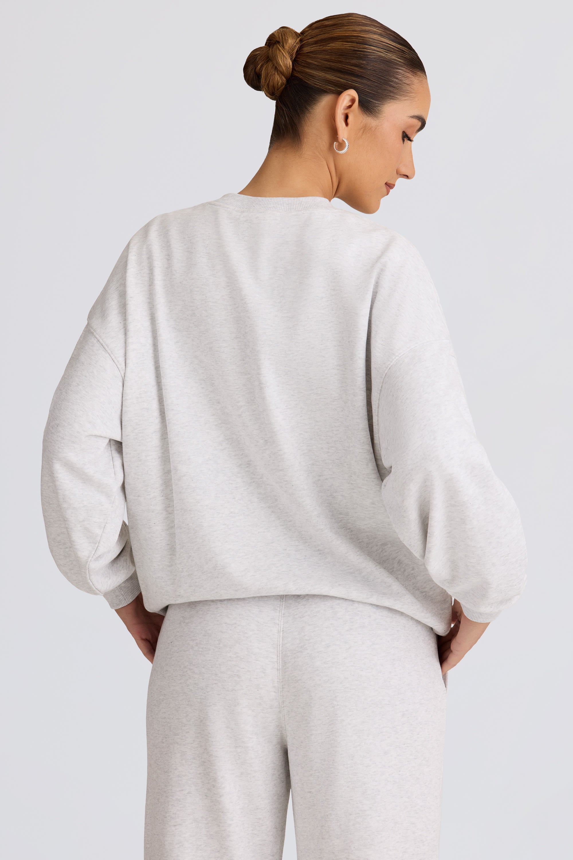 Oversized Crew-Neck Sweatshirt in Grey Marl - Image 2