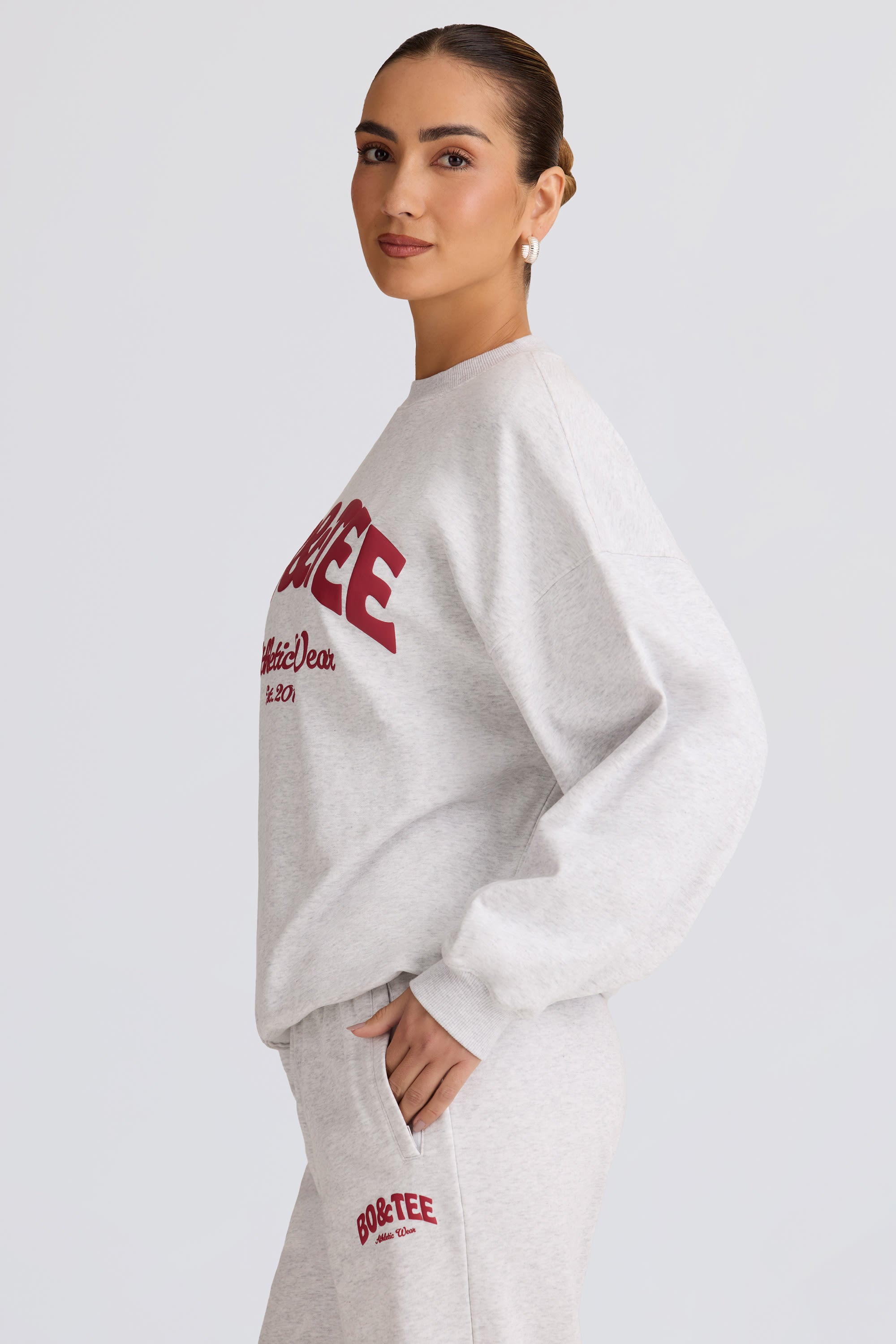 Oversized Crew-Neck Sweatshirt in Grey Marl - Image 3