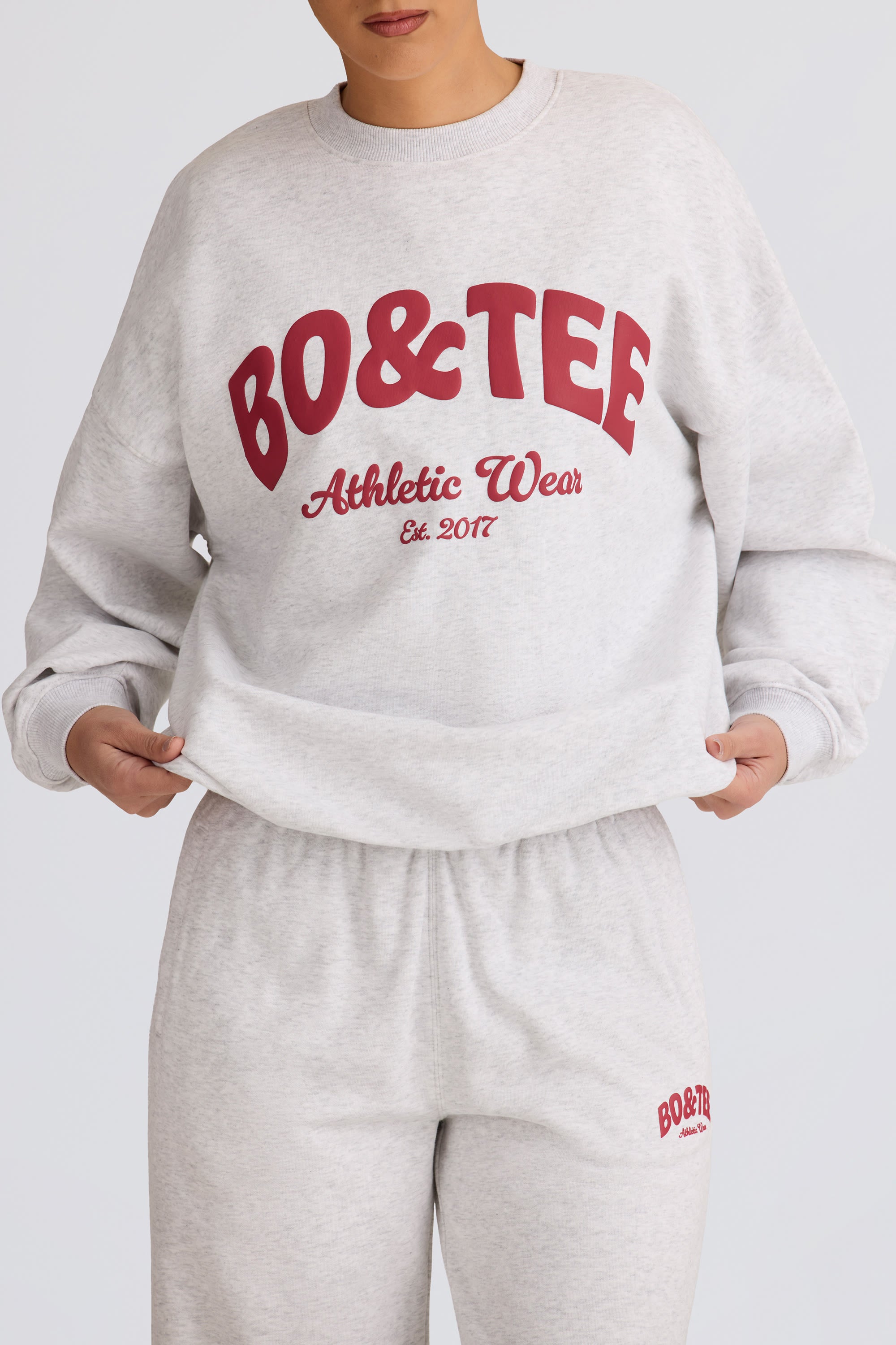 Oversized Crew-Neck Sweatshirt in Grey Marl - Image 4