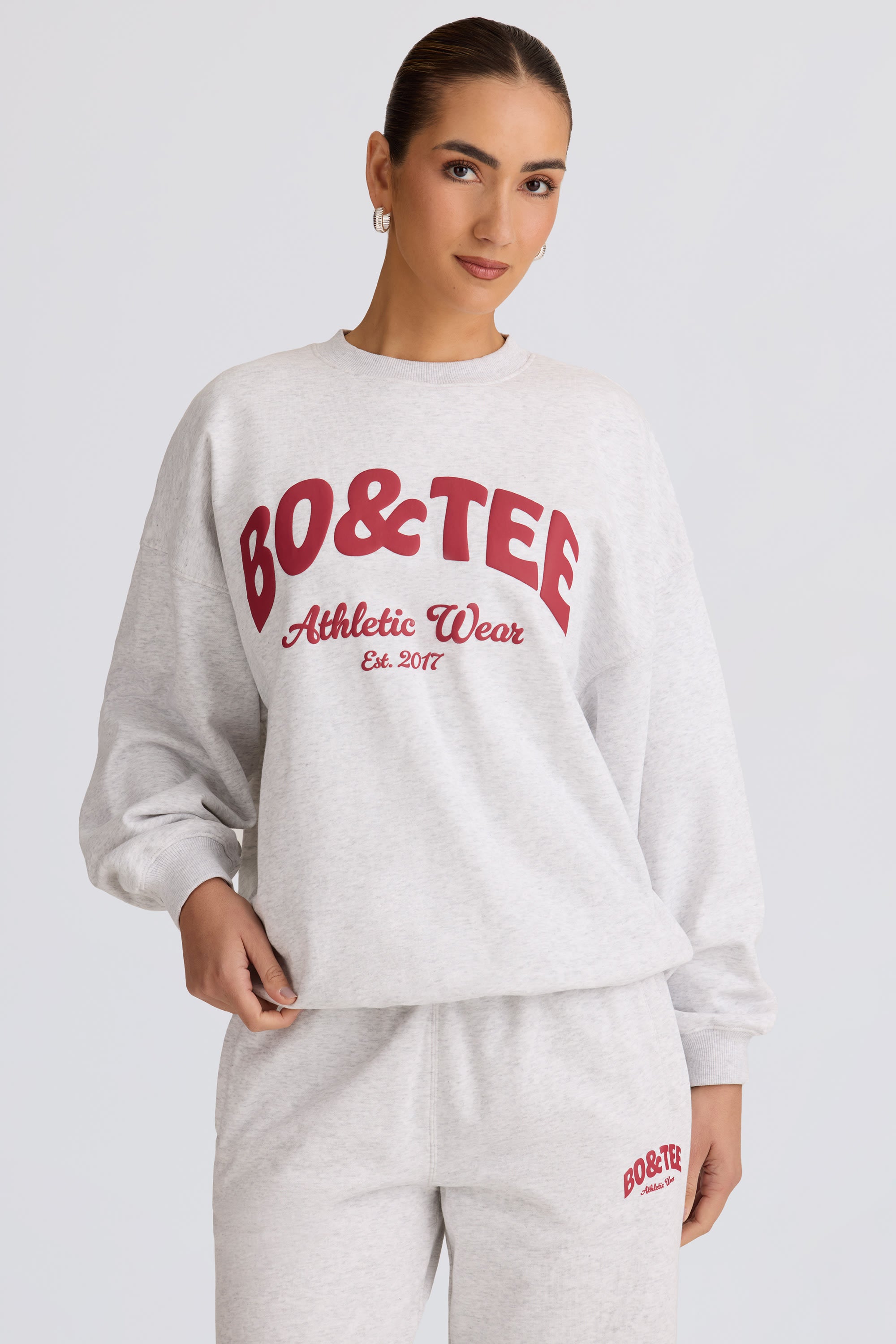 Oversized Crew-Neck Sweatshirt in Grey Marl - Image 5