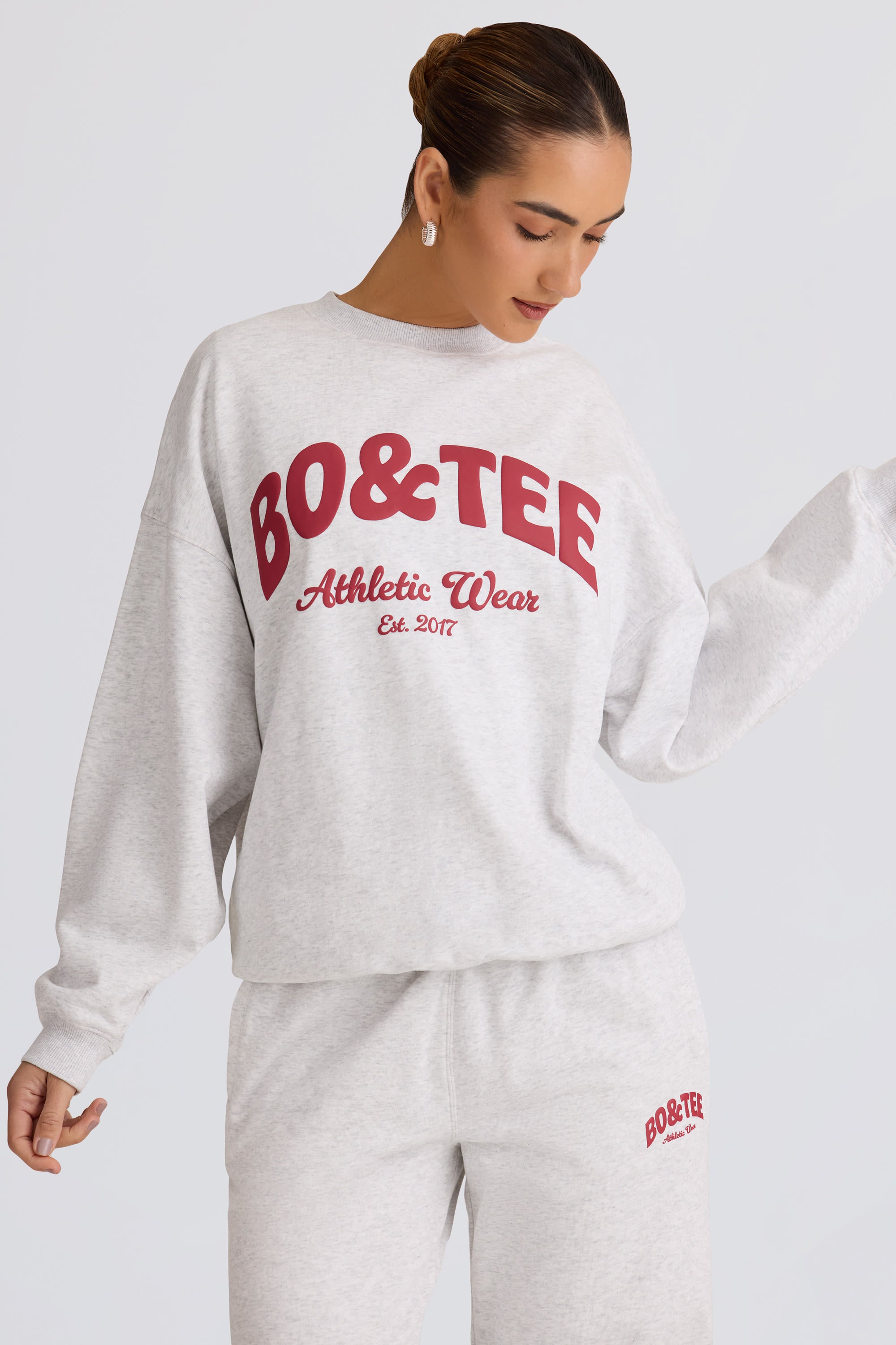 Oversized Crew-Neck Sweatshirt in Grey Marl - Image 6