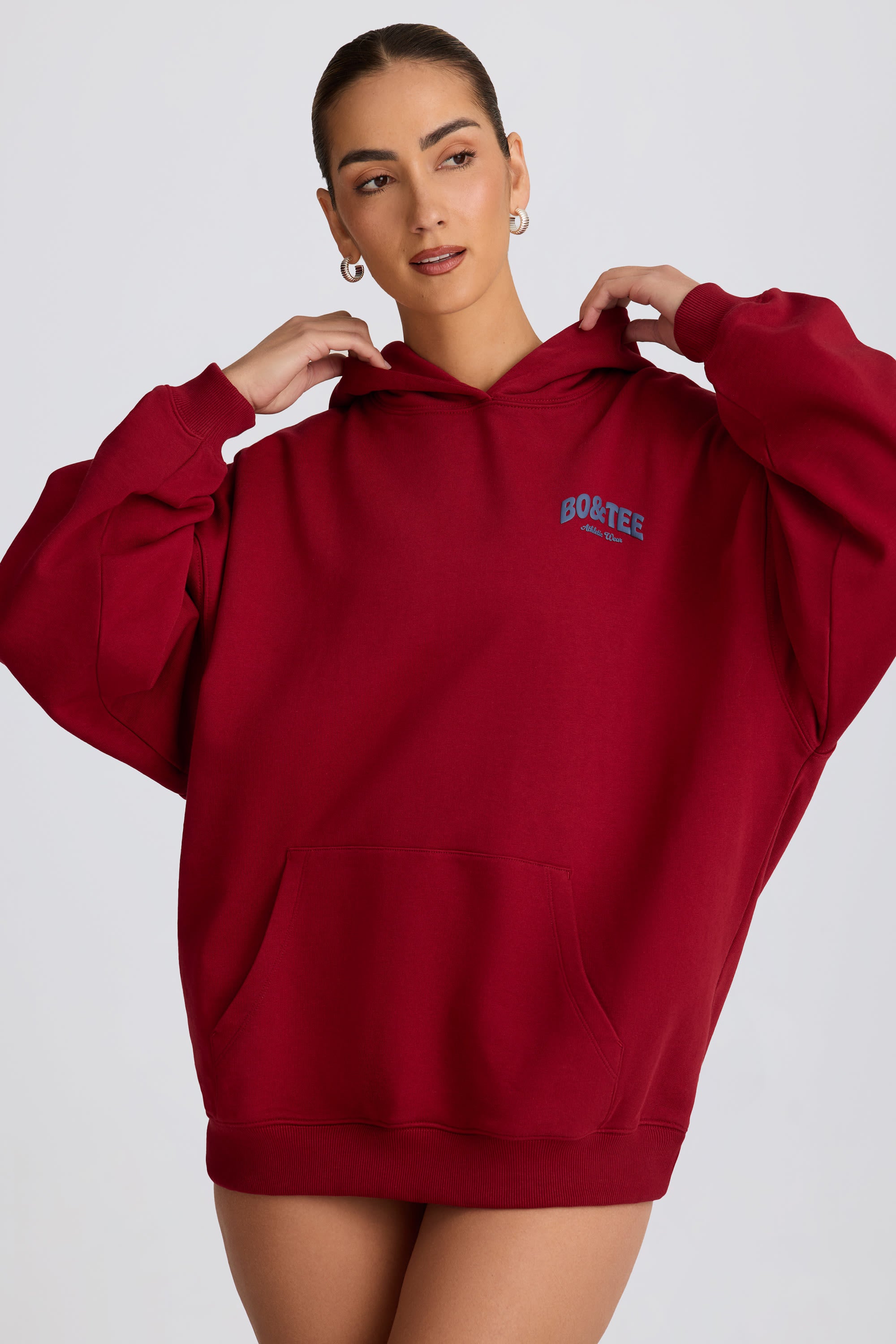 Oversized Hoodie in Burgundy - Image 6