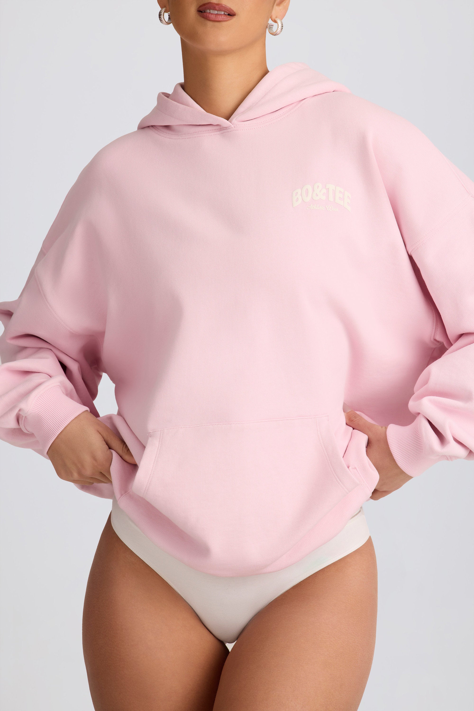 Oversized Hoodie in Soft Pink - Image 4