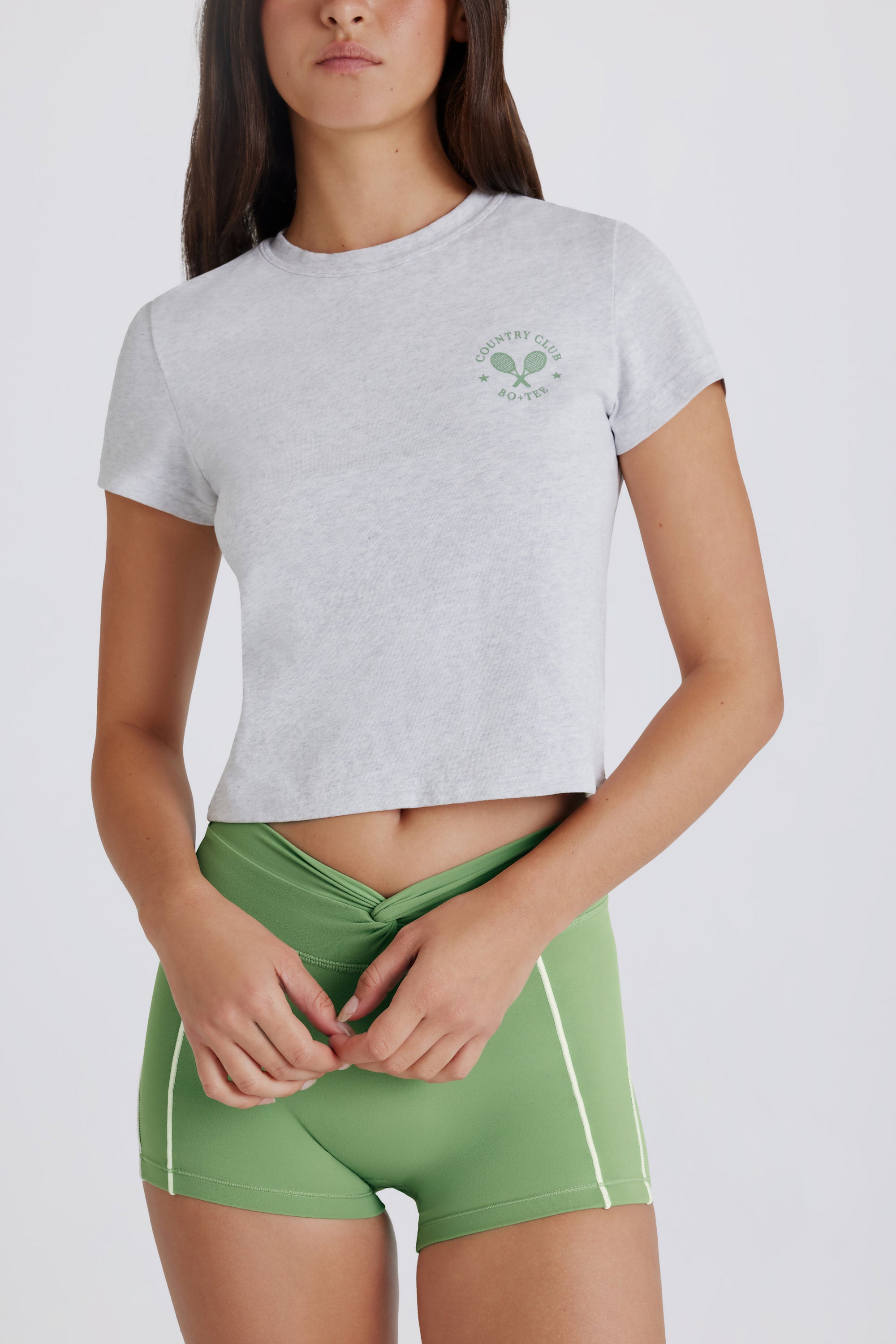 Cropped Graphic T-Shirt in Grey Marl - Image 4