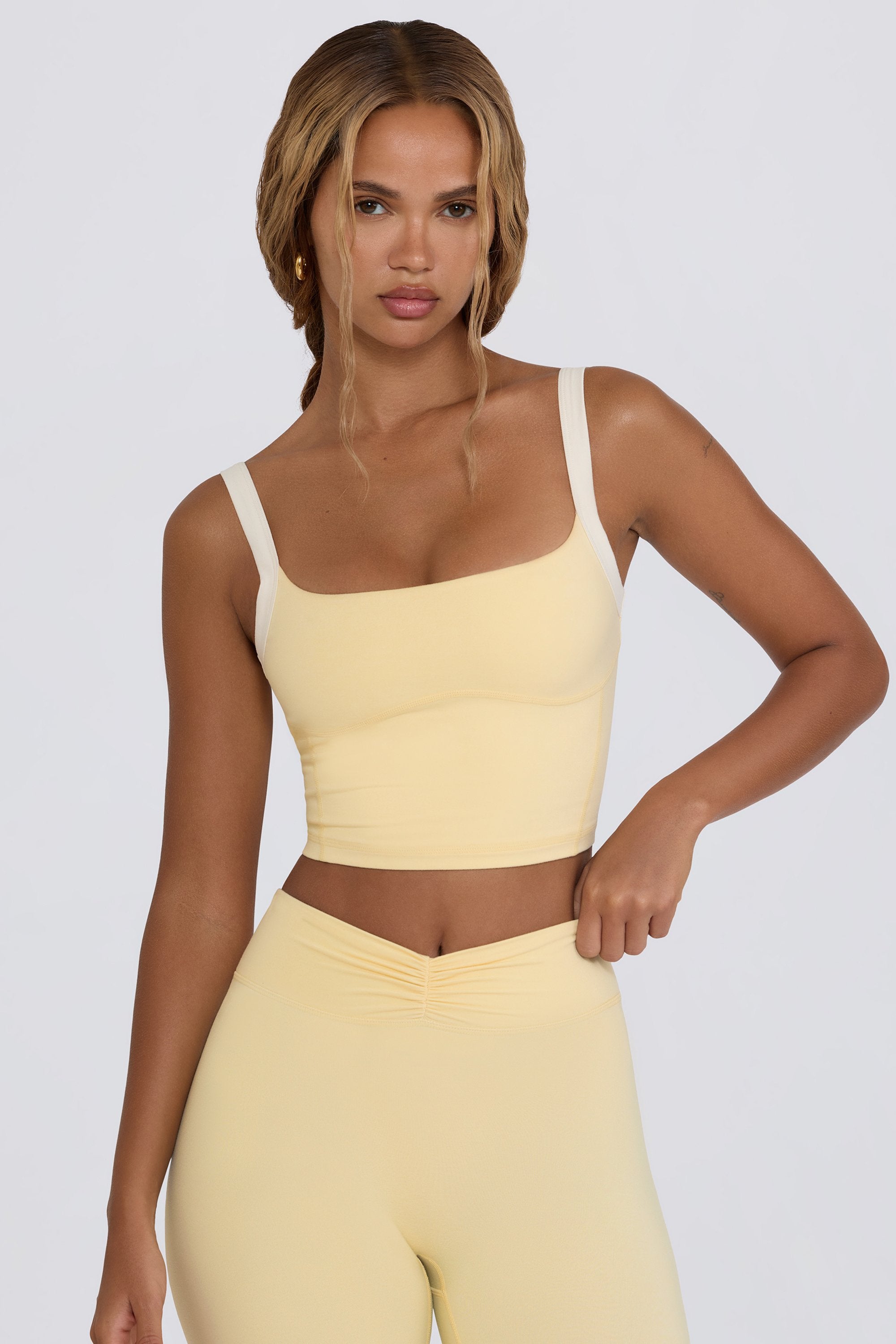 Cropped Tank Top in Lemon Marl - Image 2