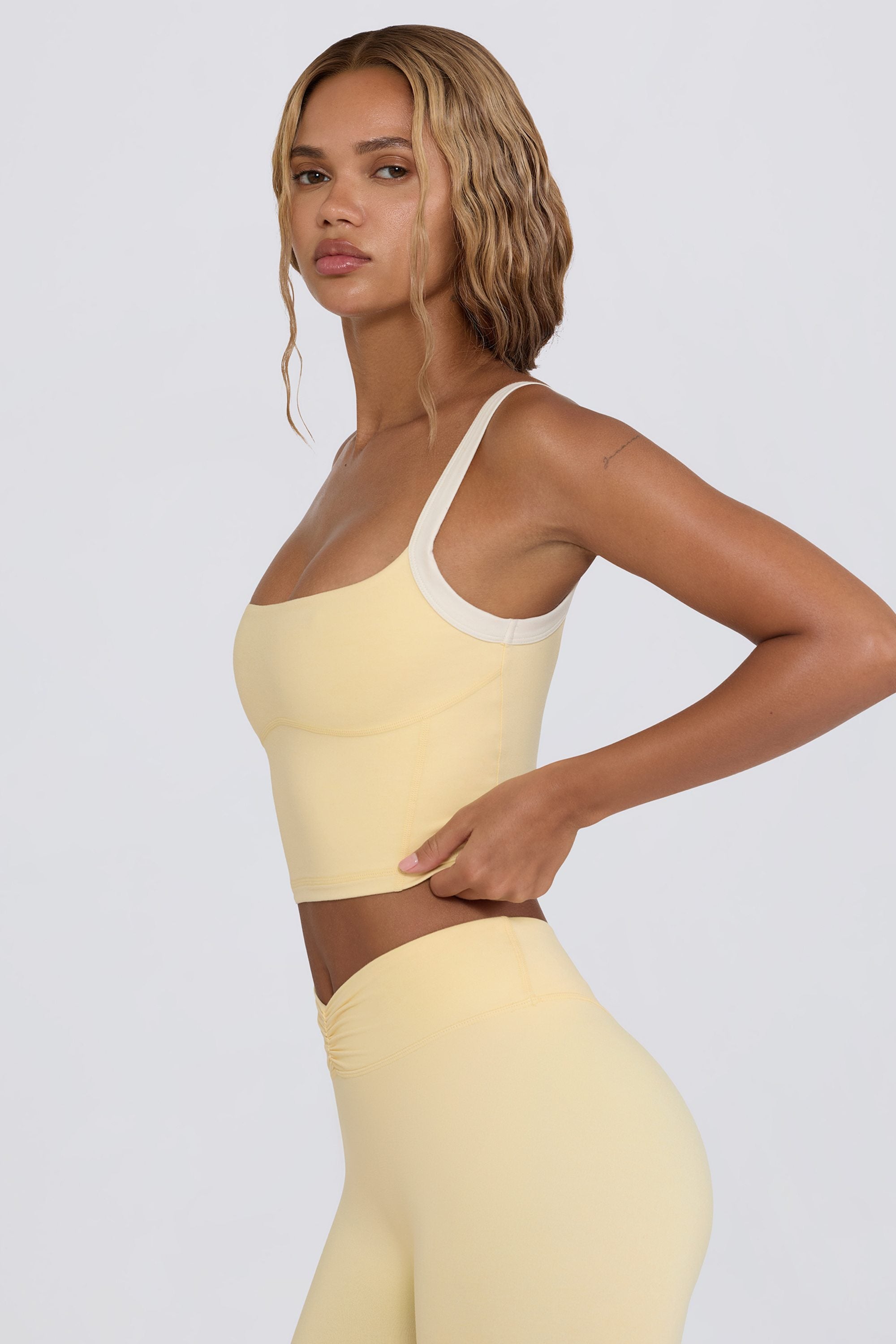 Cropped Tank Top in Lemon Marl - Image 5