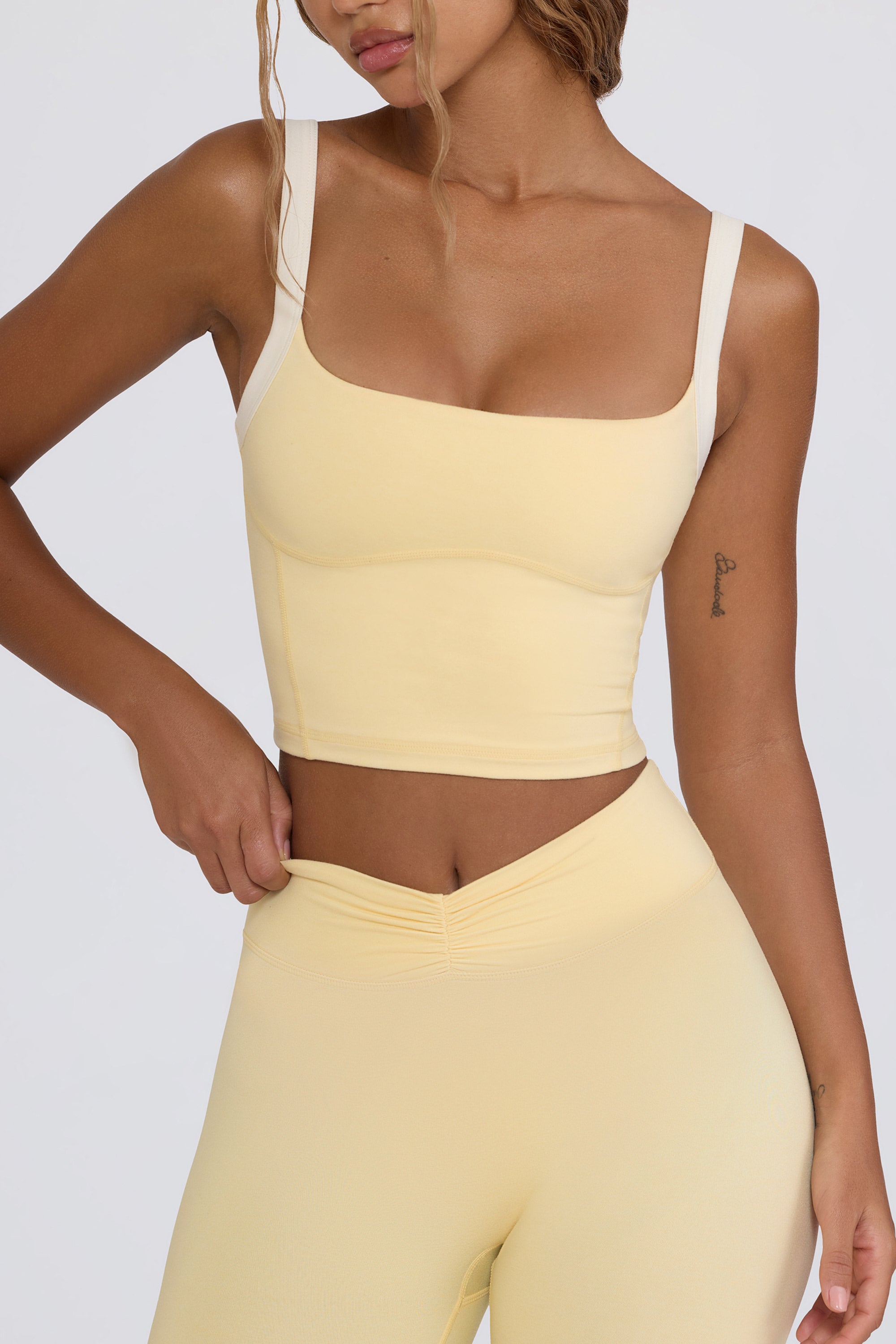 Cropped Tank Top in Lemon Marl - Image 12