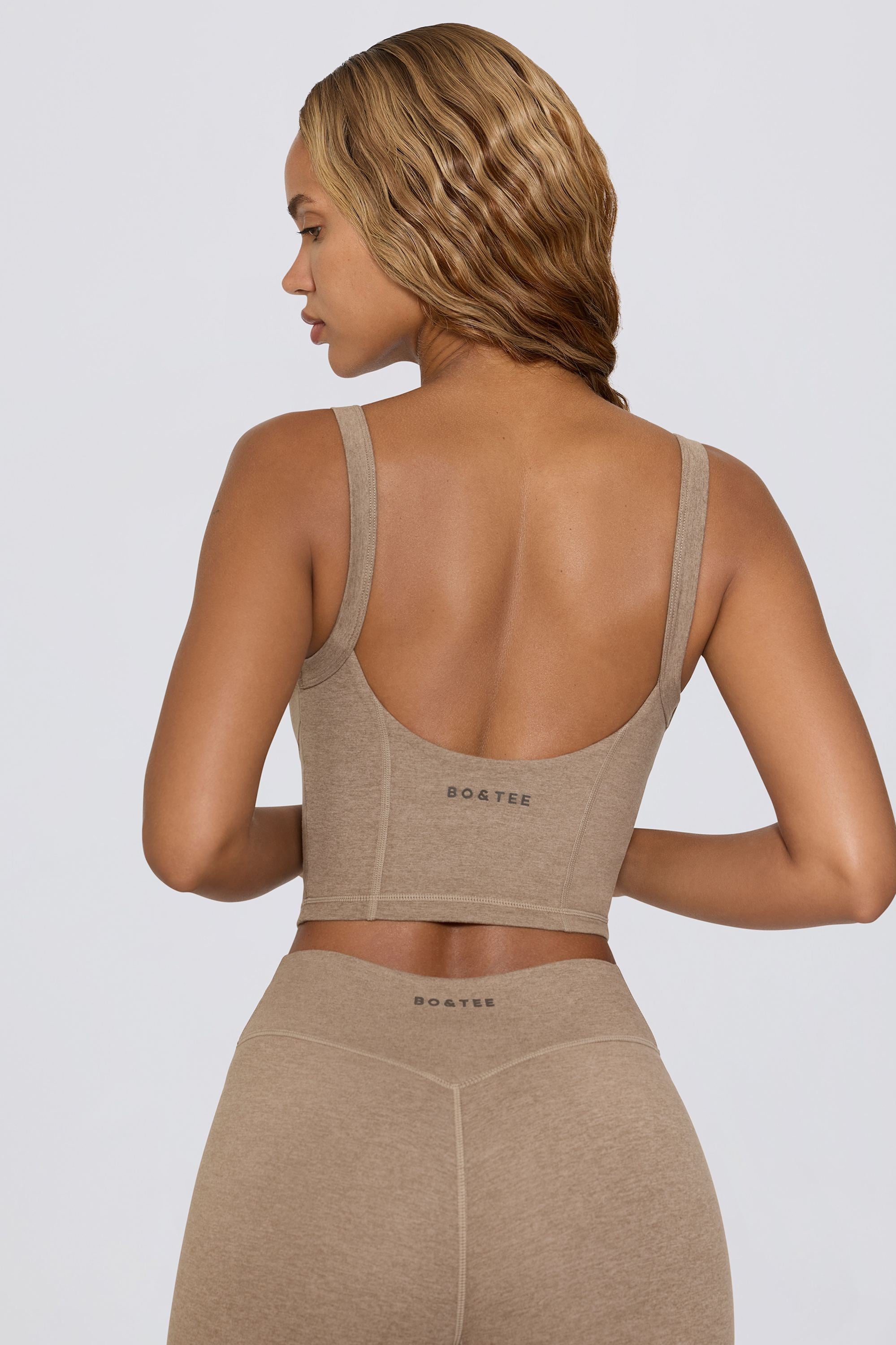 Cropped Tank Top in Mocha Marl - Image 2