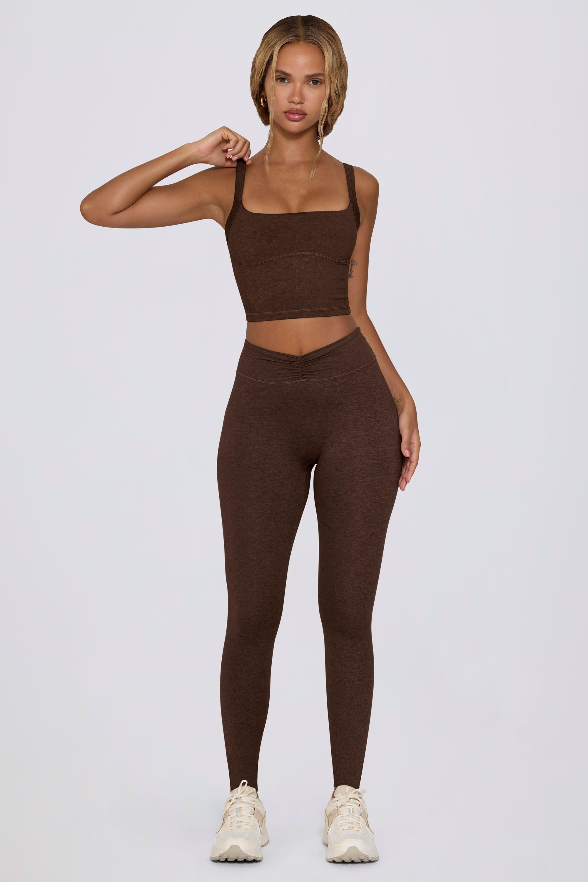 Cropped Tank Top in Pecan Marl - Image 4