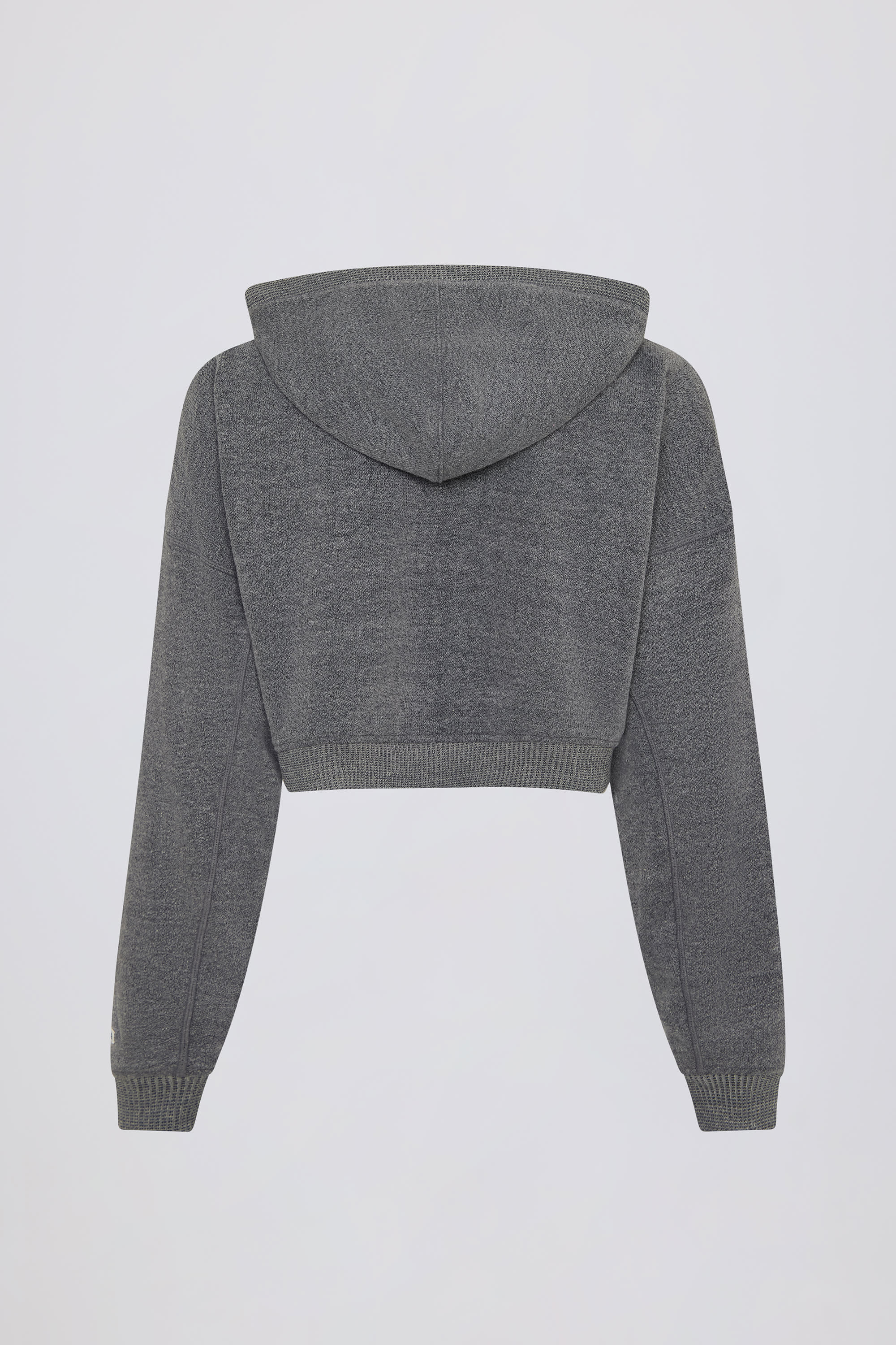 Cropped Zip-Up Hoodie in Dark Grey - Image 5