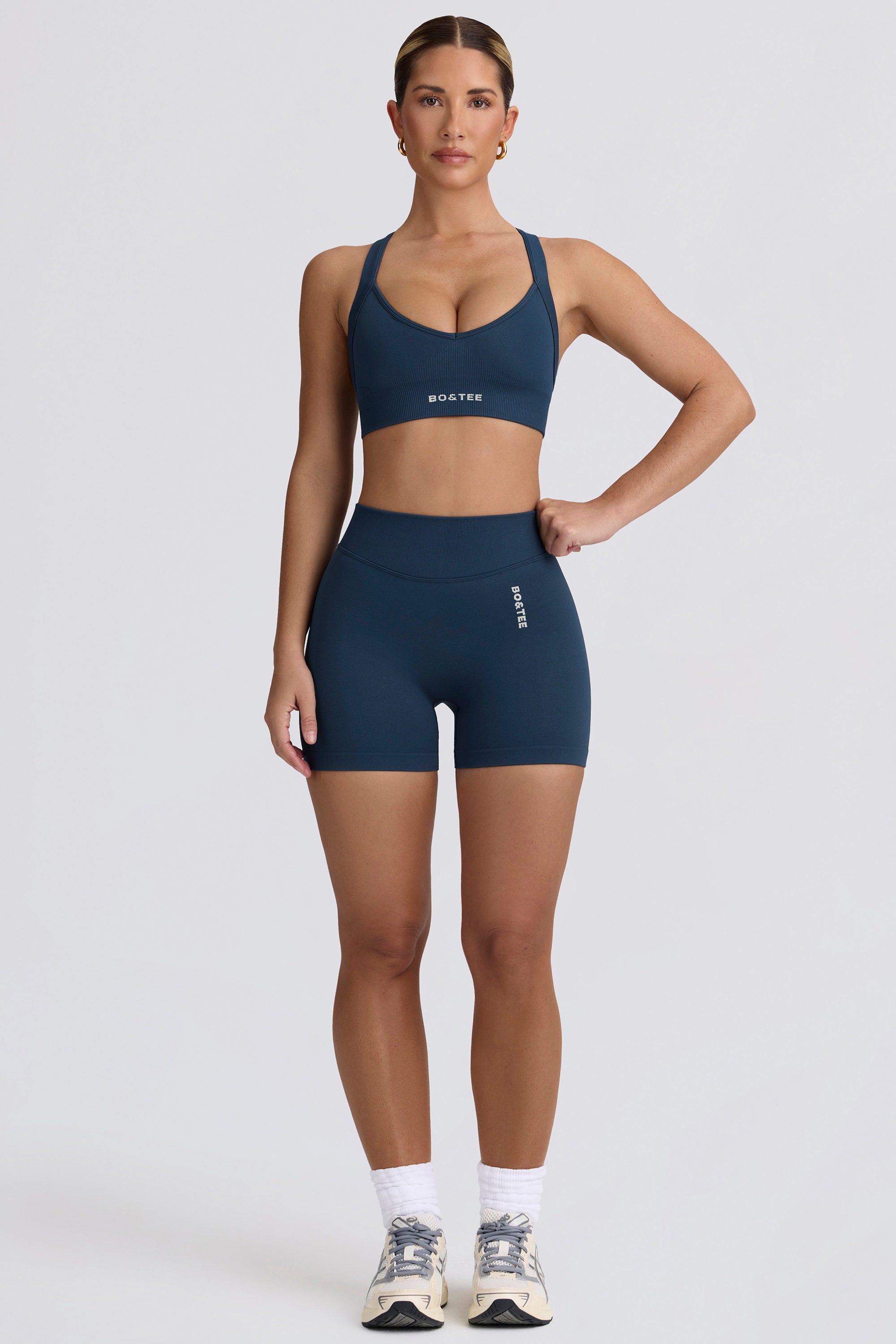 Super Sculpt Seamless Cross-Back Sports Bra in Blue - Image 6