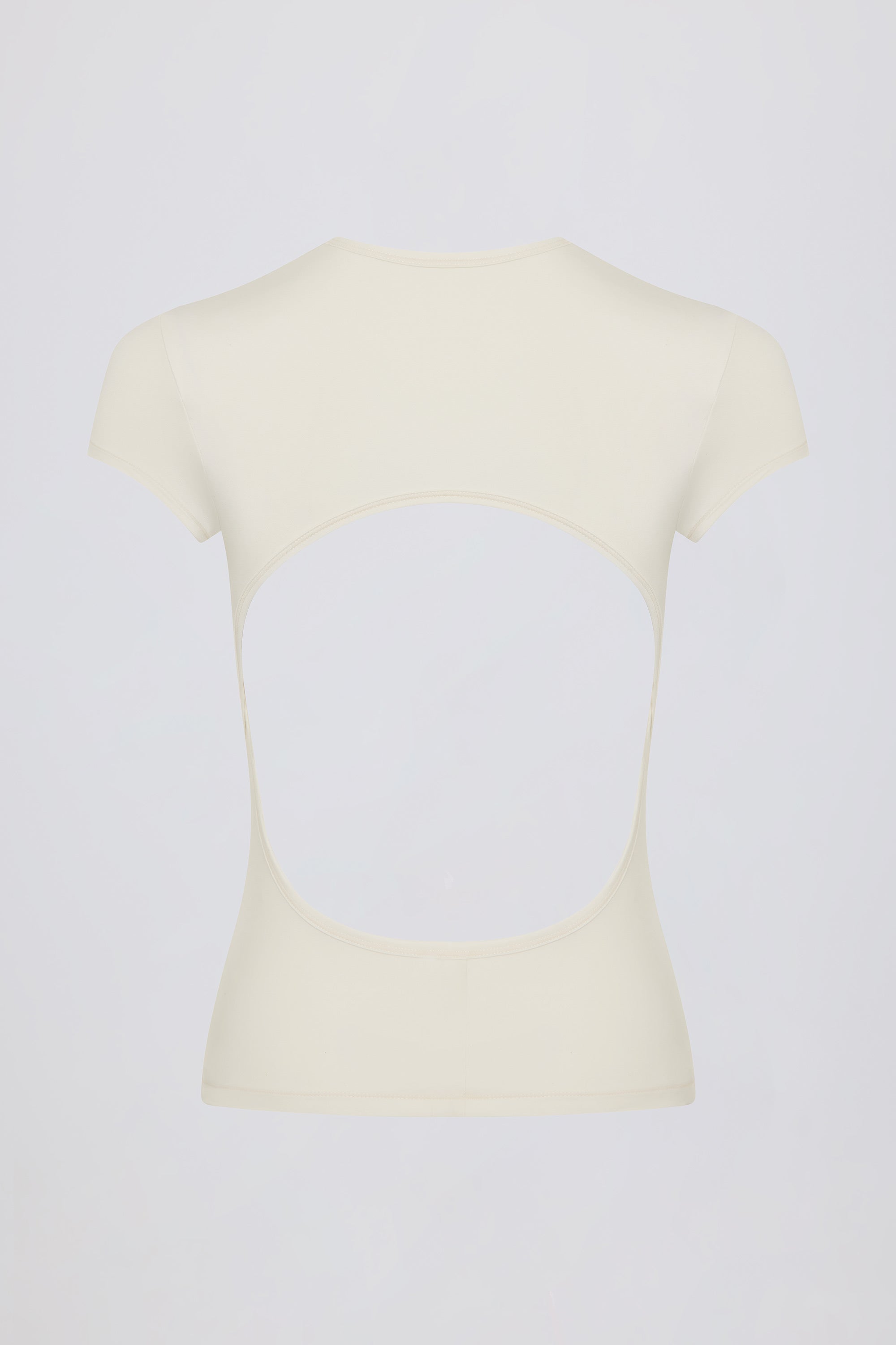 Cut-Out Longline T-Shirt in Cream - Image 5