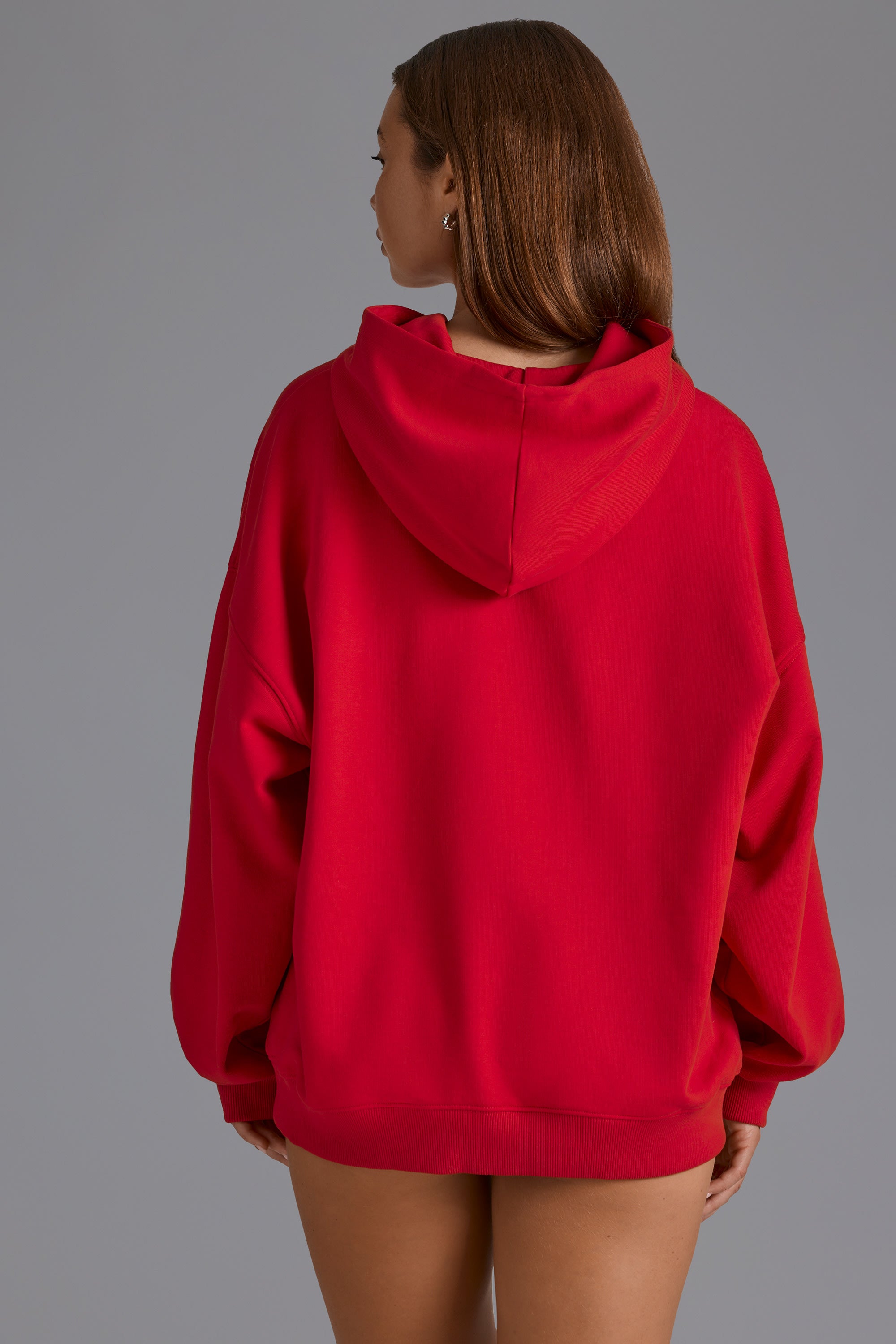 Appliqu?? Oversized Hoodie in Cherry Red - Image 2