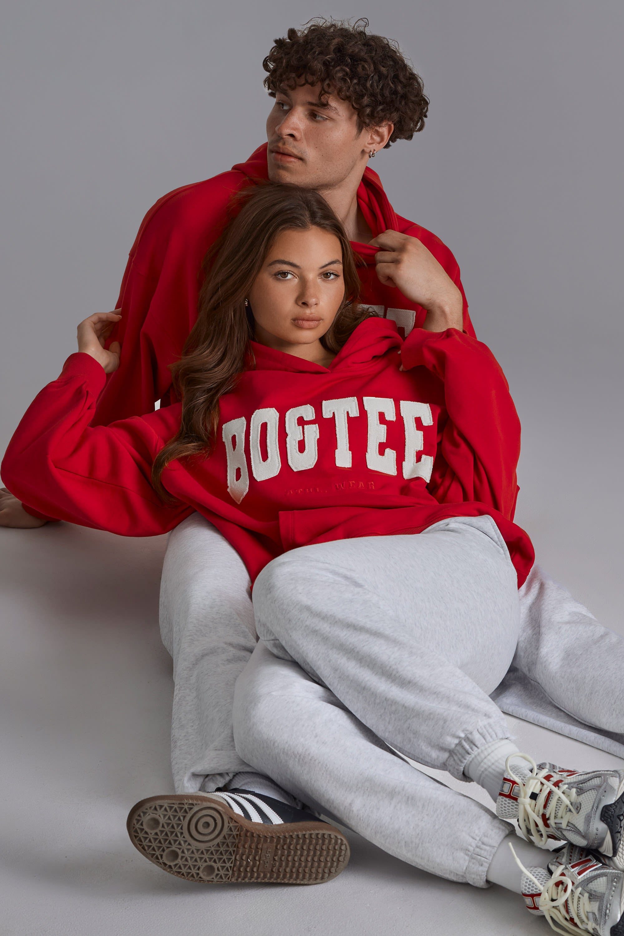 Appliqu?? Oversized Hoodie in Cherry Red - Image 5