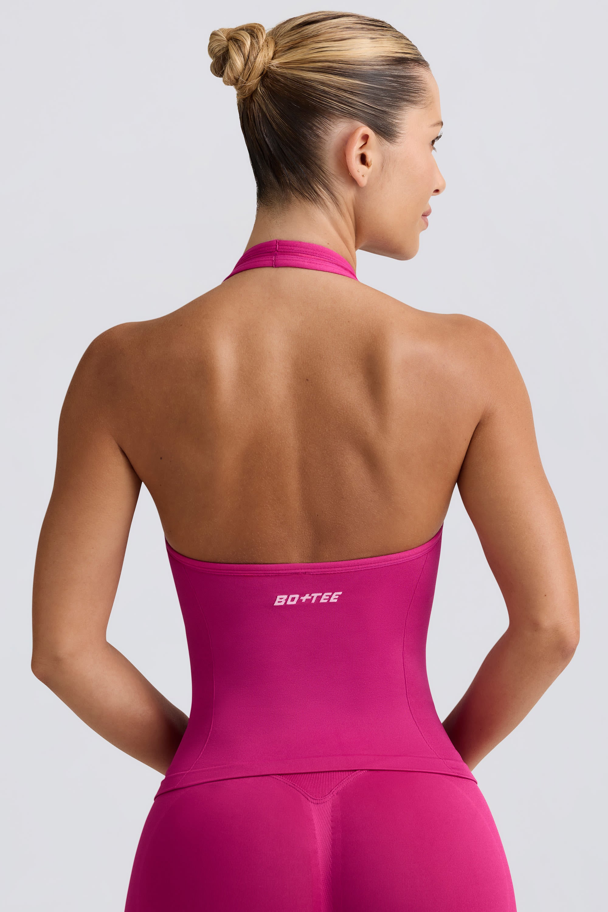 Define Luxe Halterneck Tank Top in Berry - Image 2