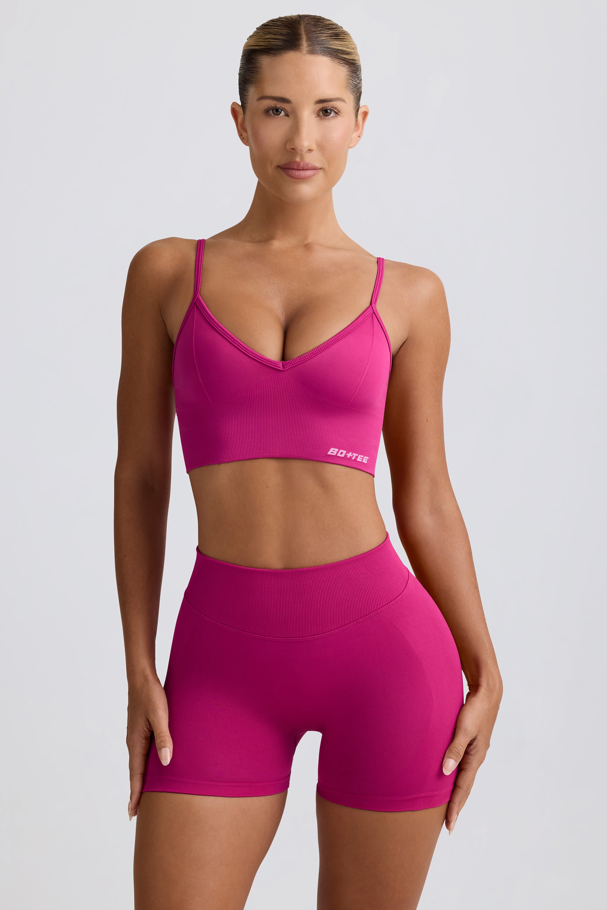 Define Luxe Mini Shorts in Berry - Image 2