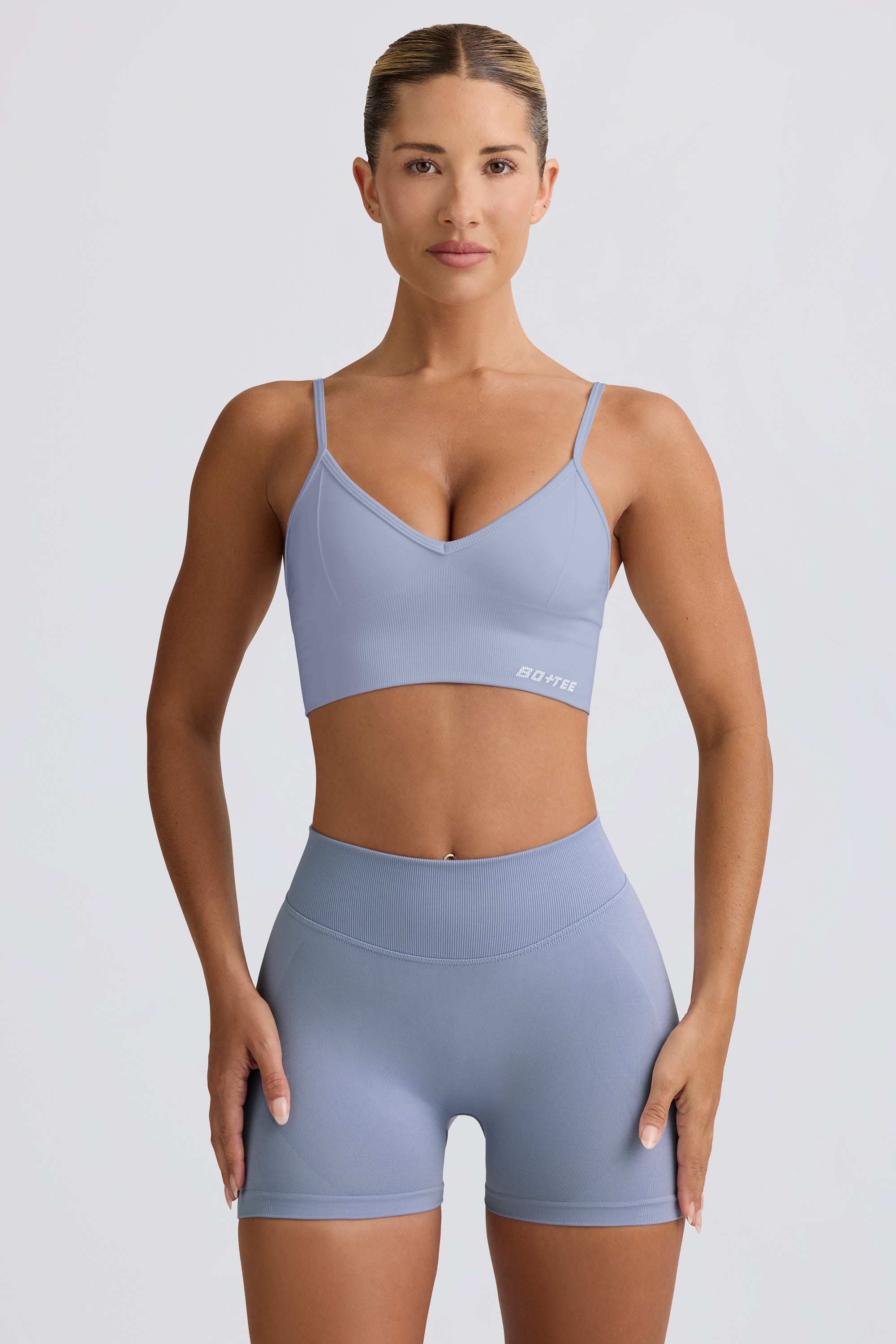 Define Luxe Mini Shorts in Blue Grey - Image 2