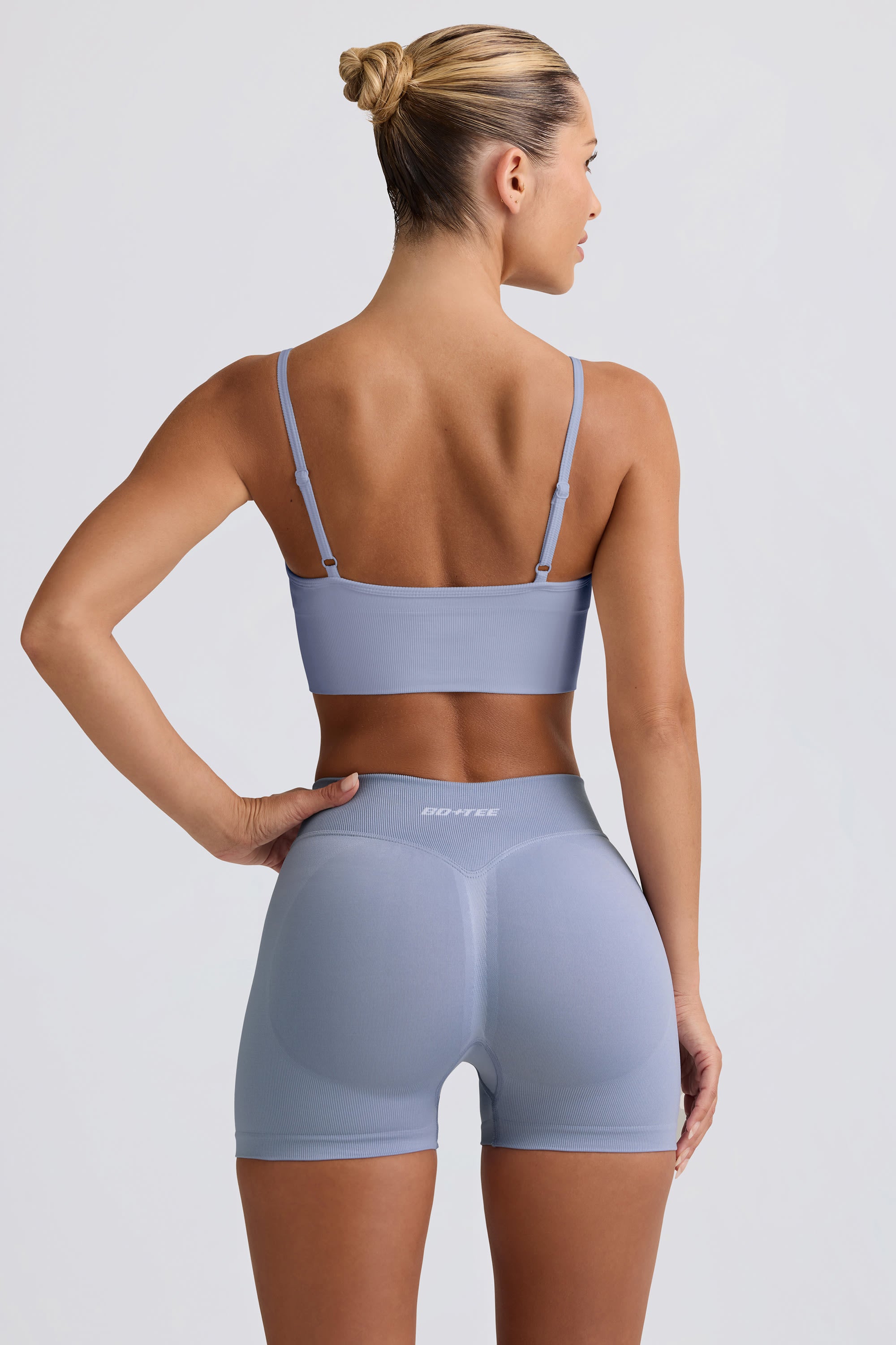 Define Luxe Mini Shorts in Blue Grey - Image 3