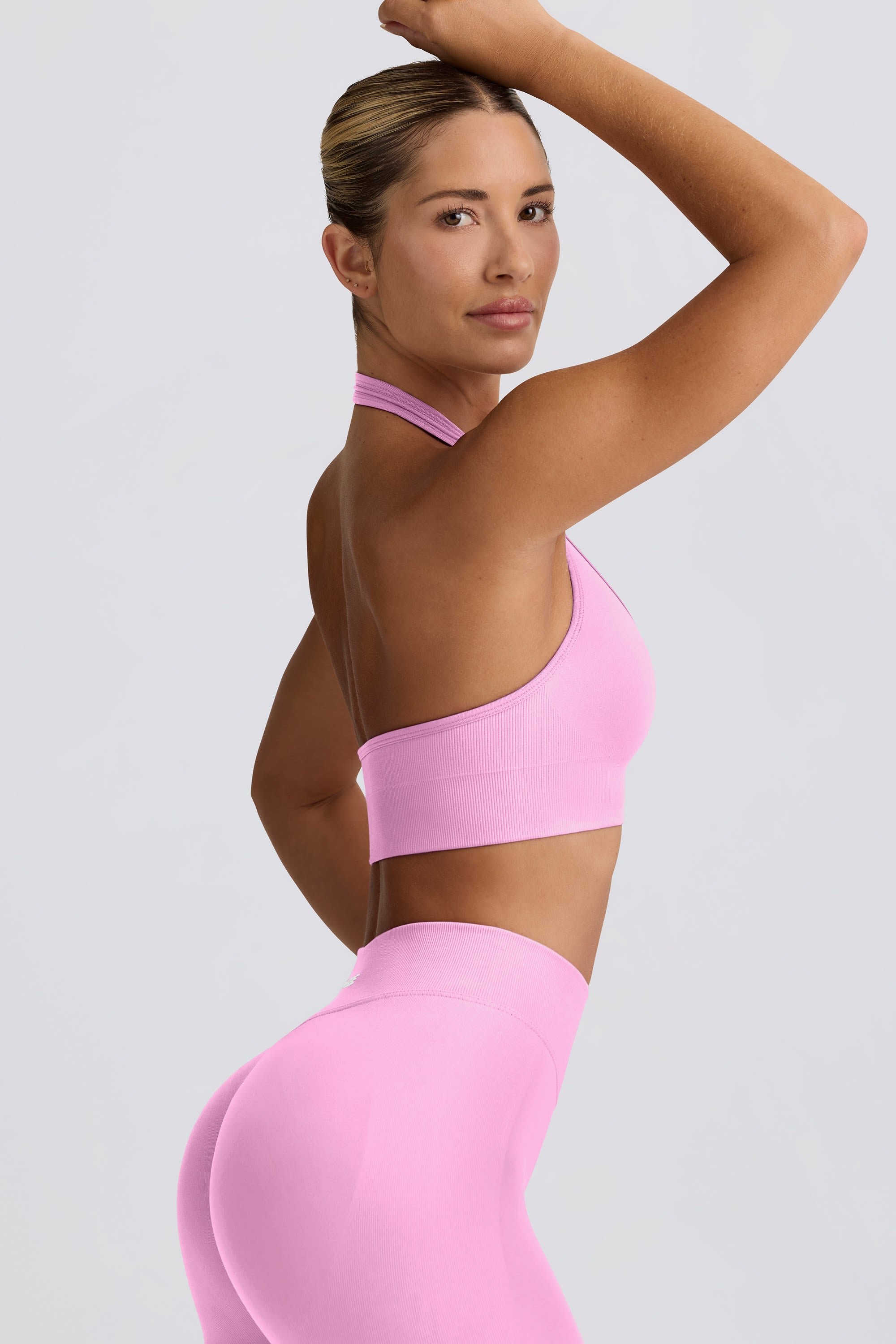 Define Luxe Halterneck Sports Bra in Rose - Image 3