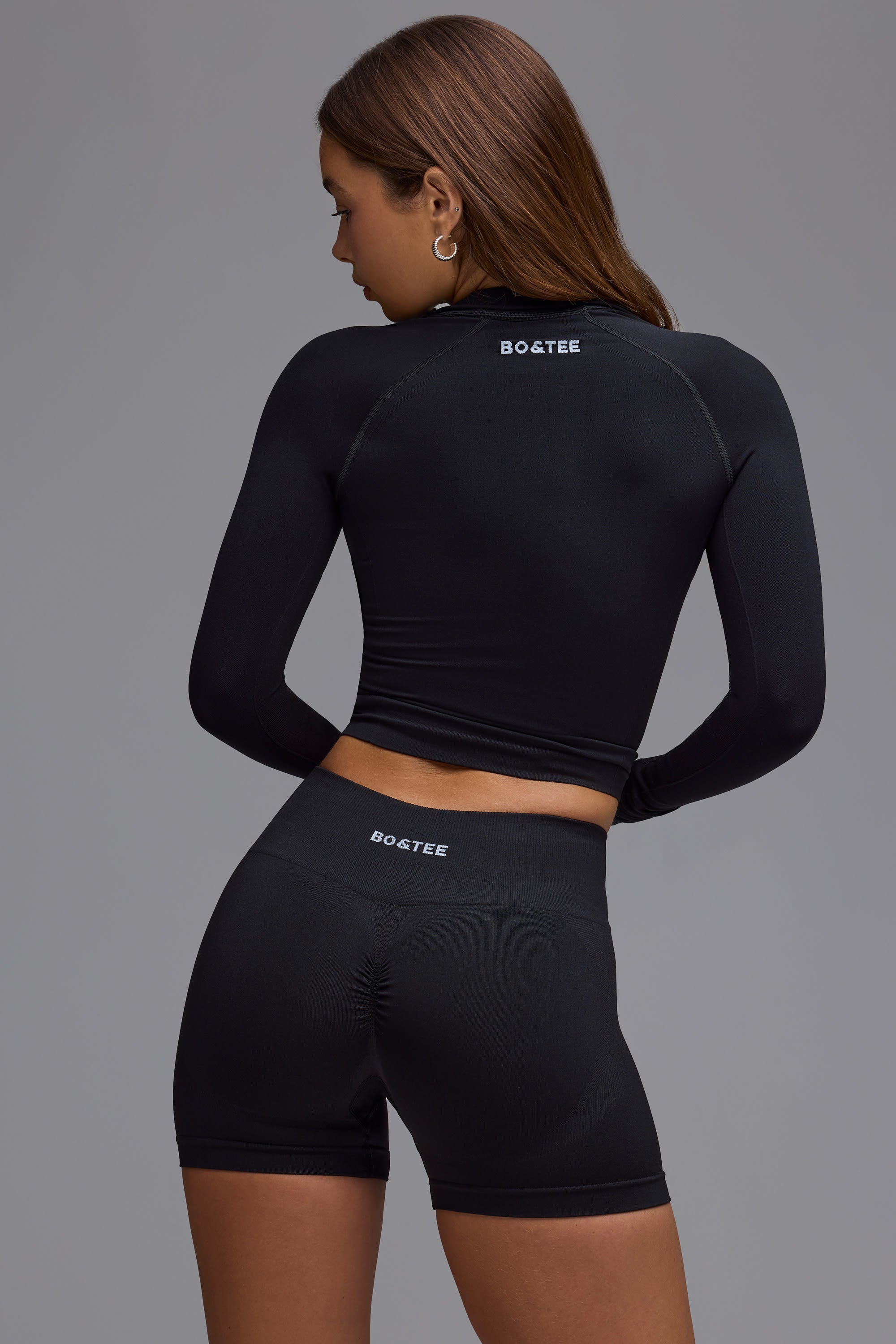 Define Luxe High-Waist Mini Shorts in Black - Image 3