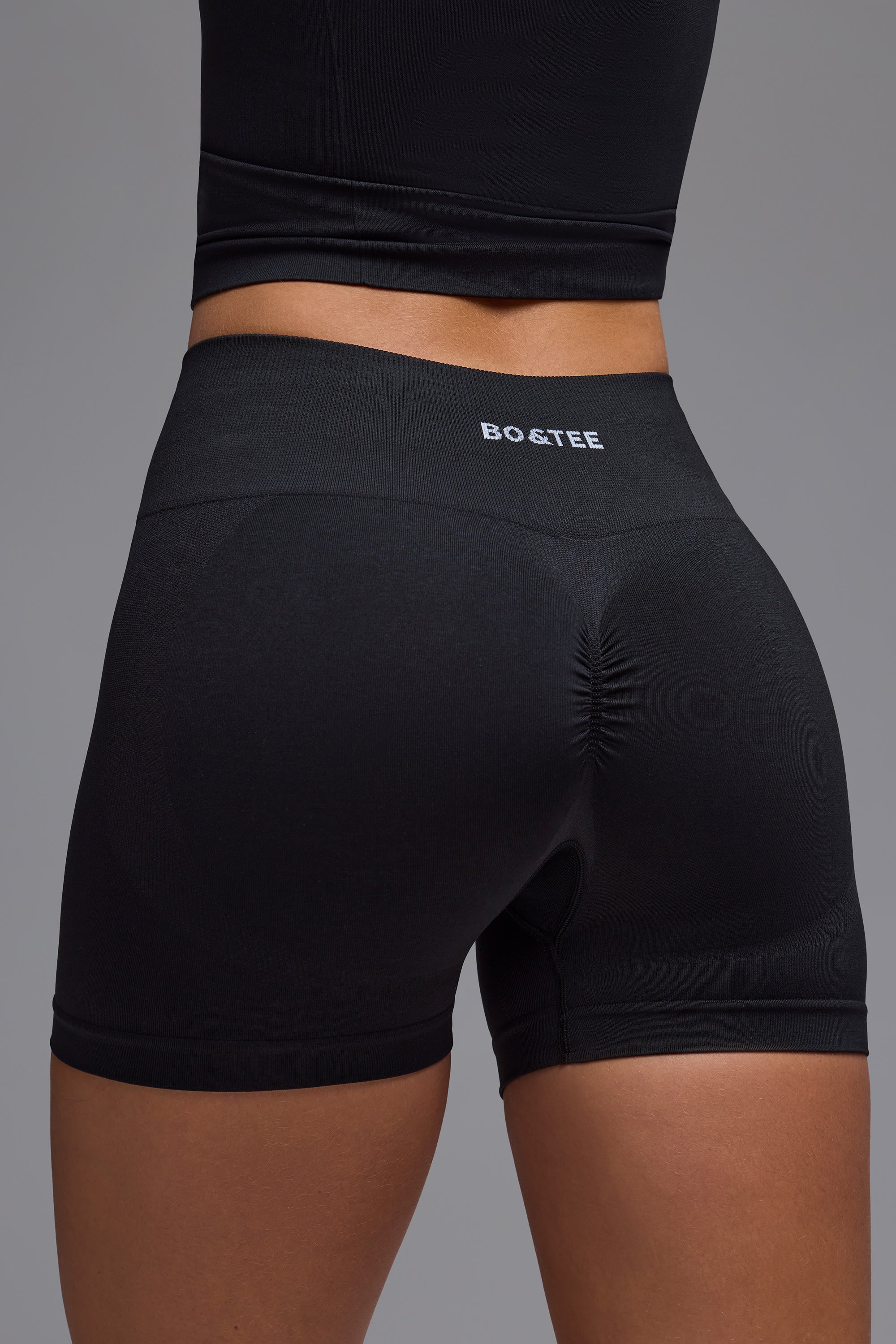 Define Luxe High-Waist Mini Shorts in Black - Image 4