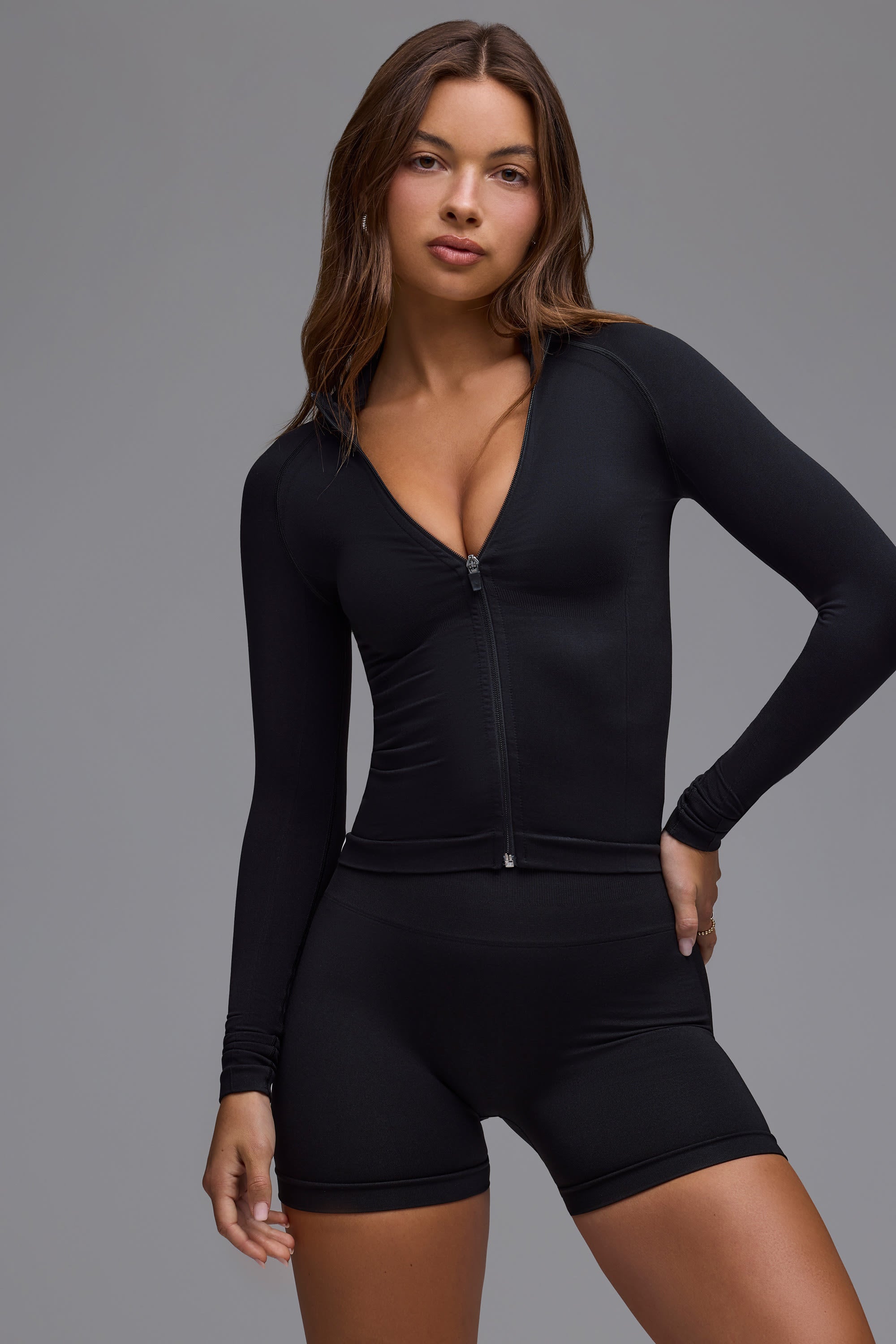 Define Luxe High-Waist Mini Shorts in Black - Image 6