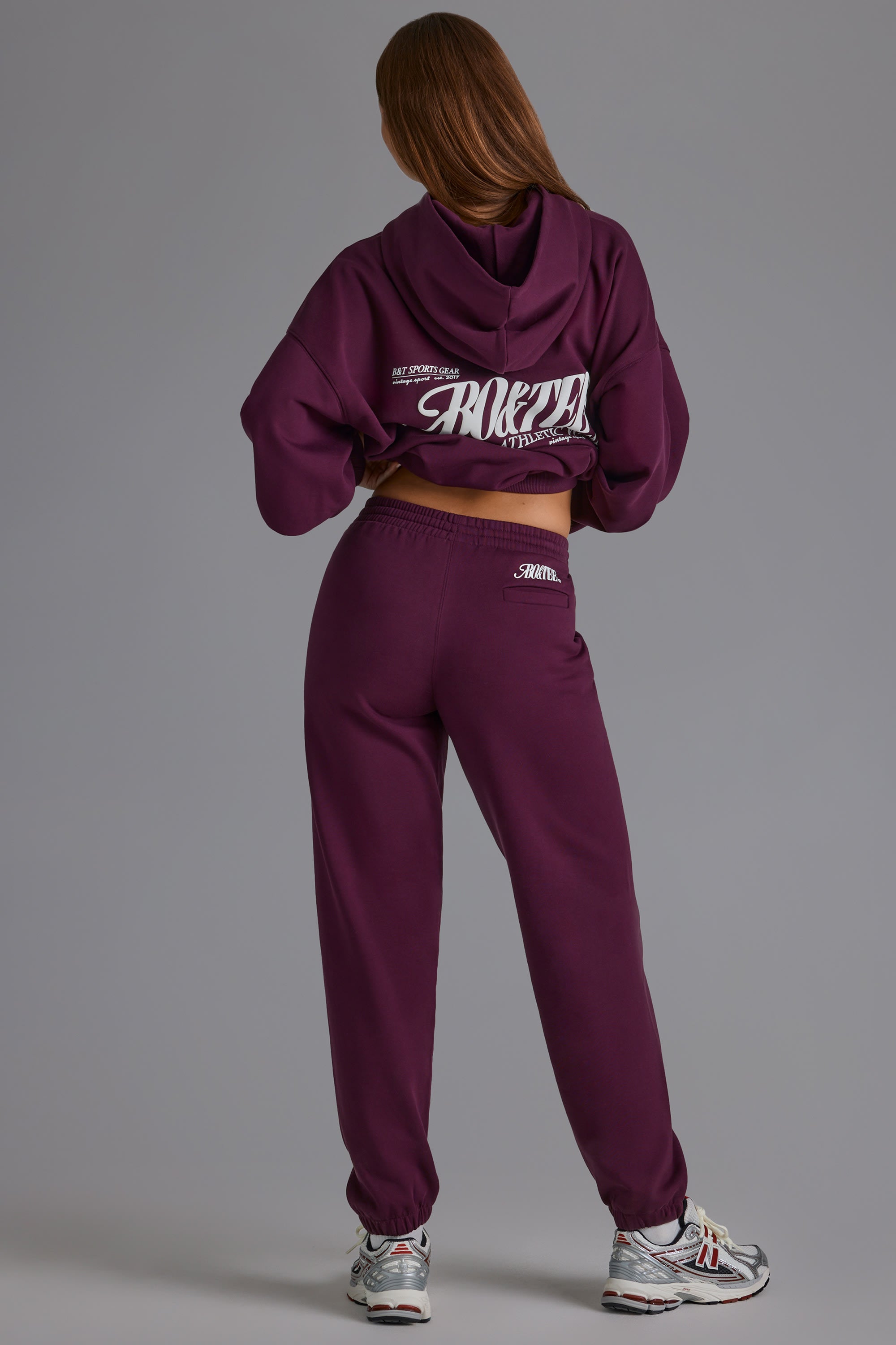 Relaxed Mid-Rise Joggers in Grape - Image 2