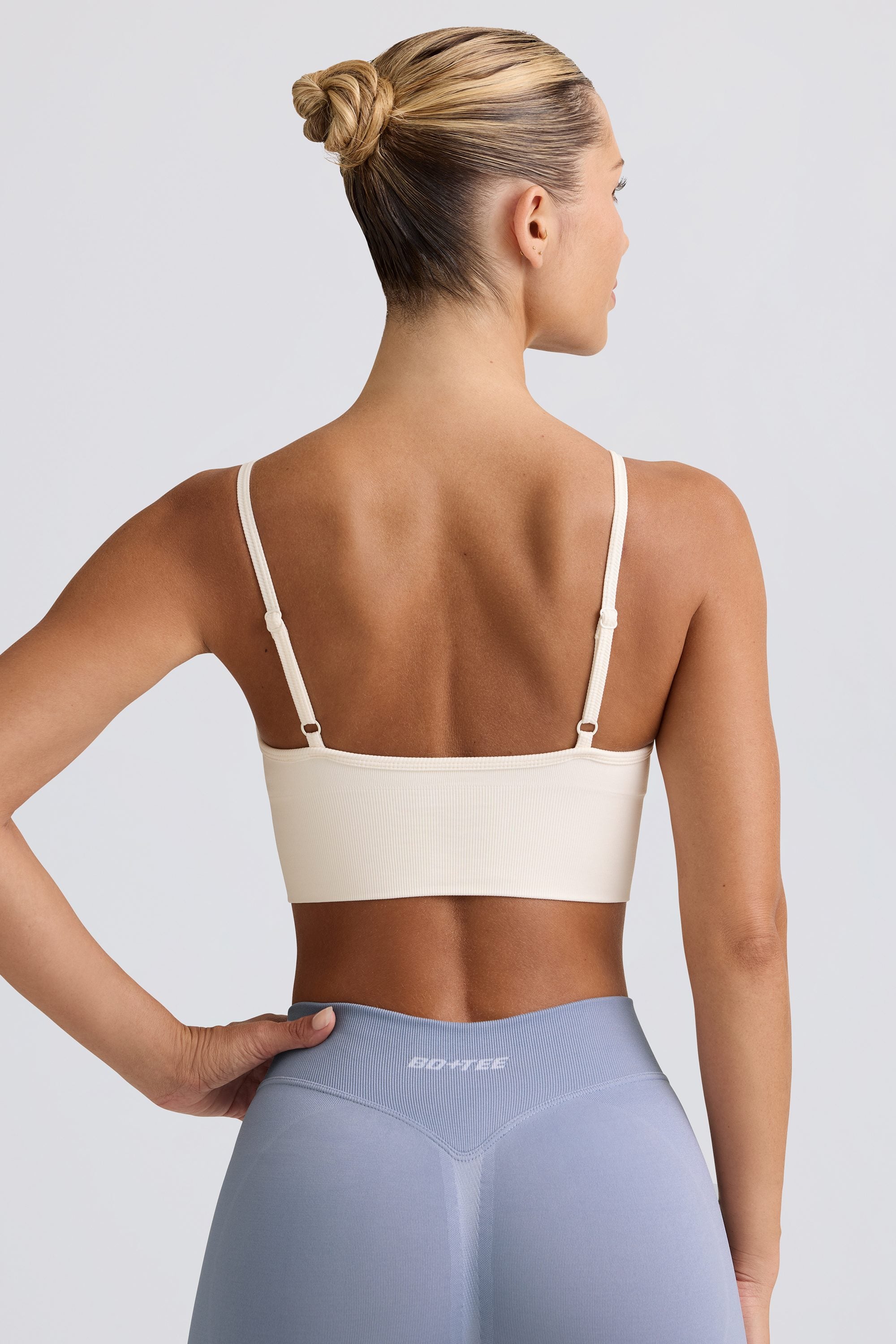 Define Luxe V-Neck Sports Bra in White - Image 2